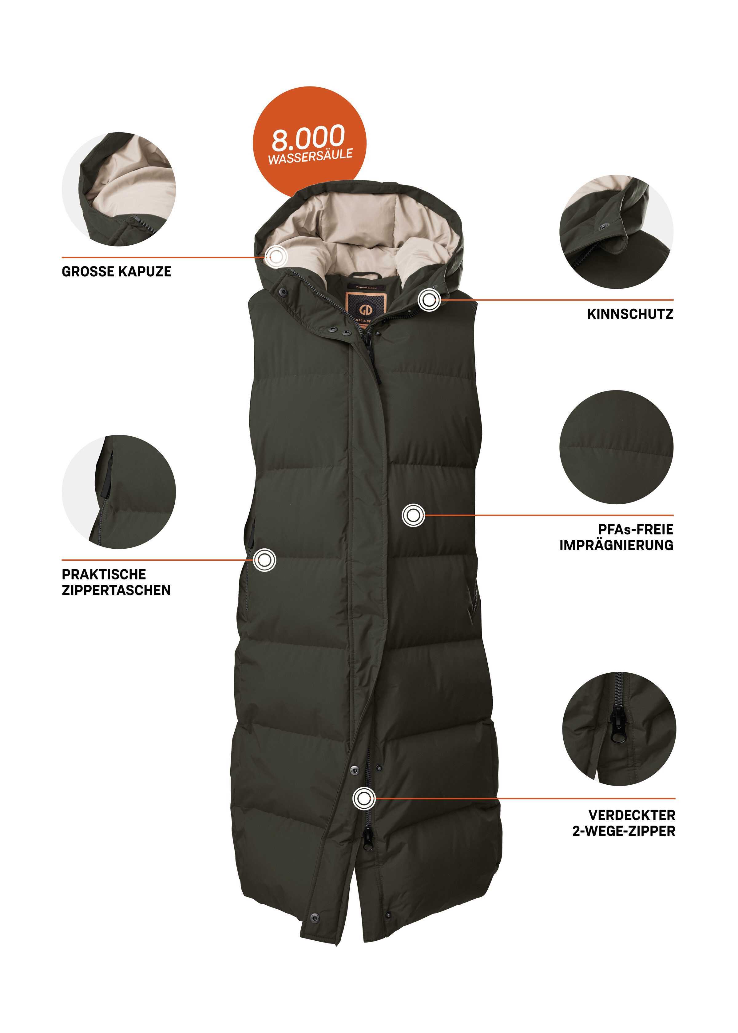 G.I.G.A. DX by killtec Bodywarmer GW 68 WMN QLTD VST Waterafstotende, winddichte functionele vest met capuchon, ademend