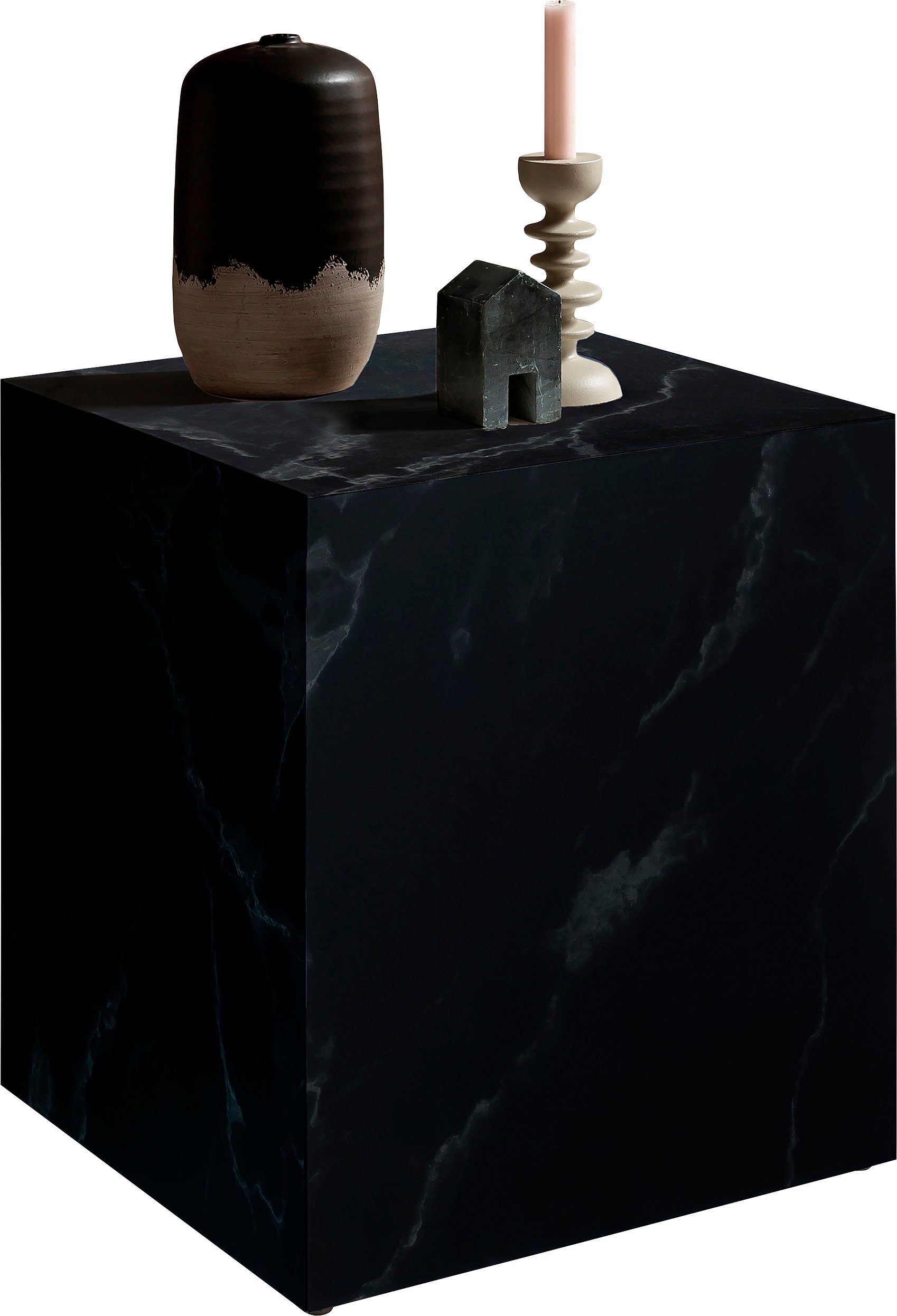 SalesFever Bijzettafel vierkant 45x45 cm, in marmerlook gefolieerd bijzettafels zwart