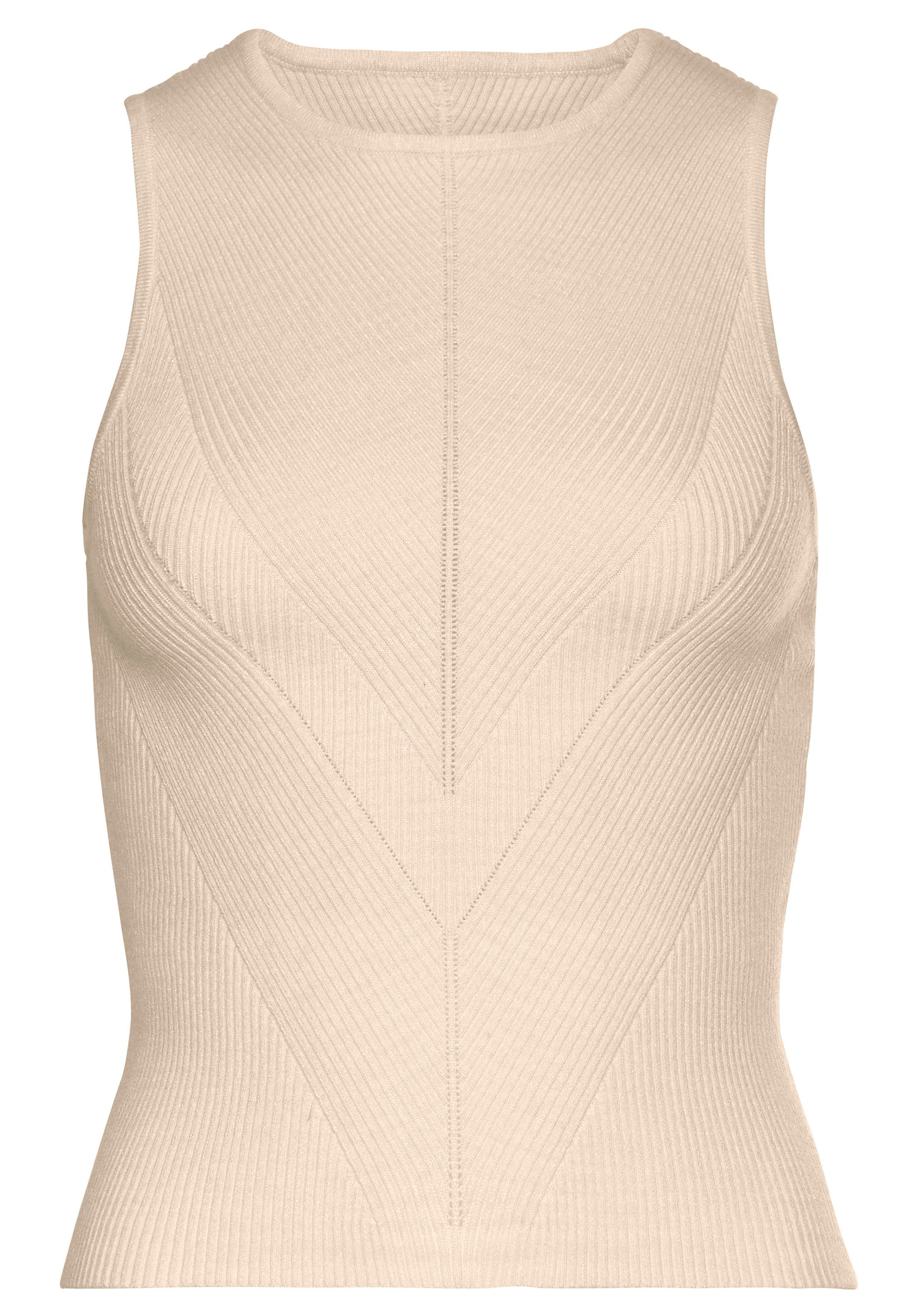 Lascana Gebreide top met breipatroon, hooggesloten dames-top met brede bandjes