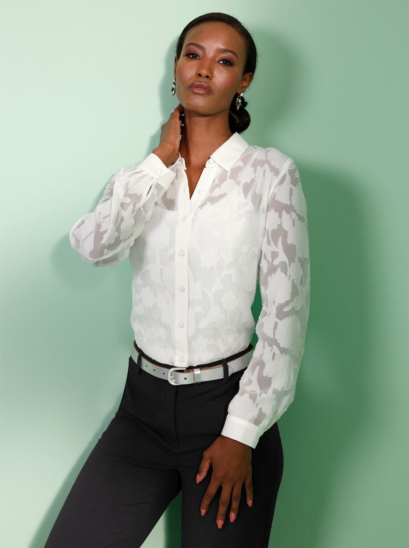 Creation L Blouse met lange mouwen dames blouses maat 38 beige