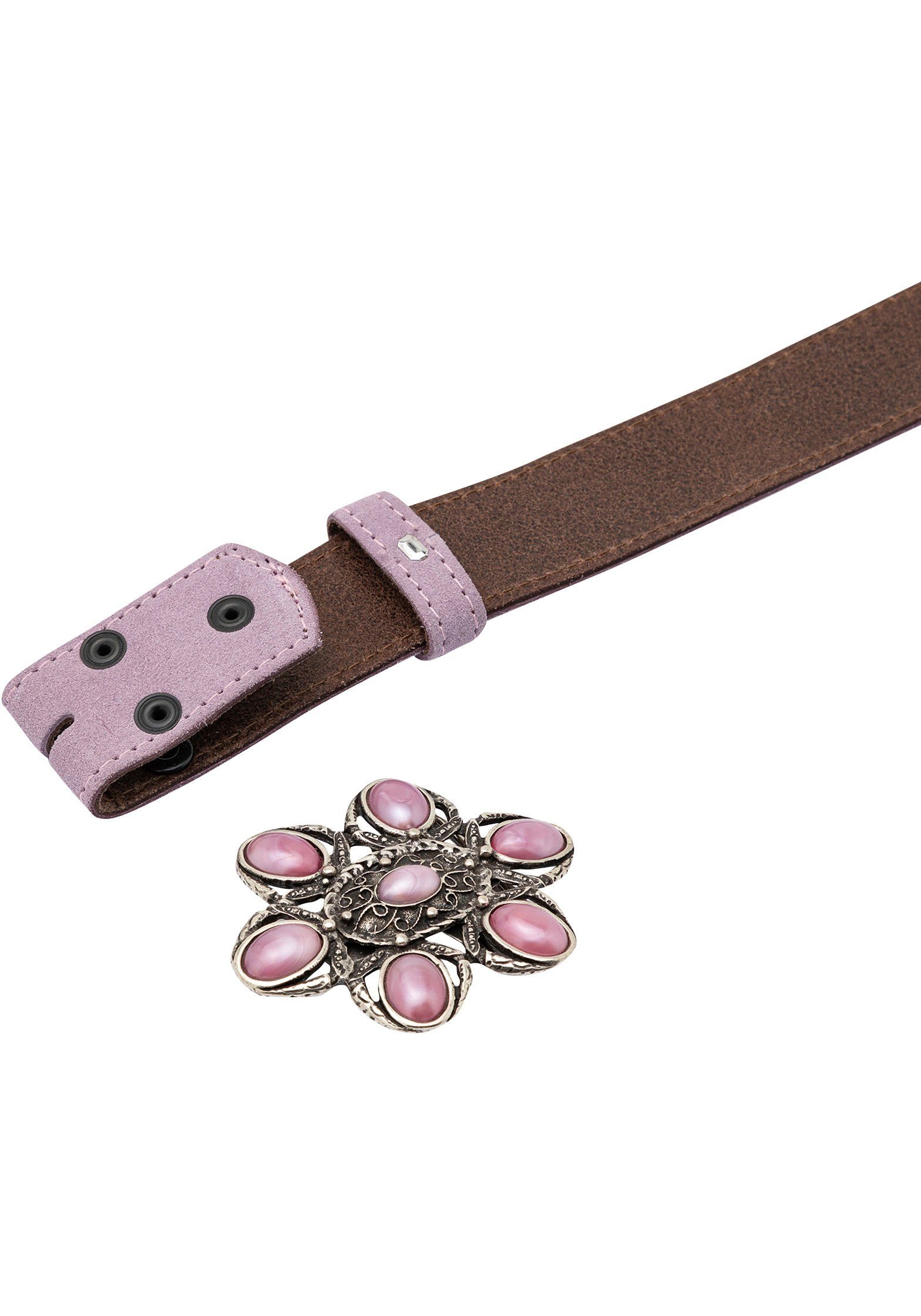 RETTUNGSRING by showroom 019° Leren riem met verwisselbare sluiting "nostalgie parel roze"