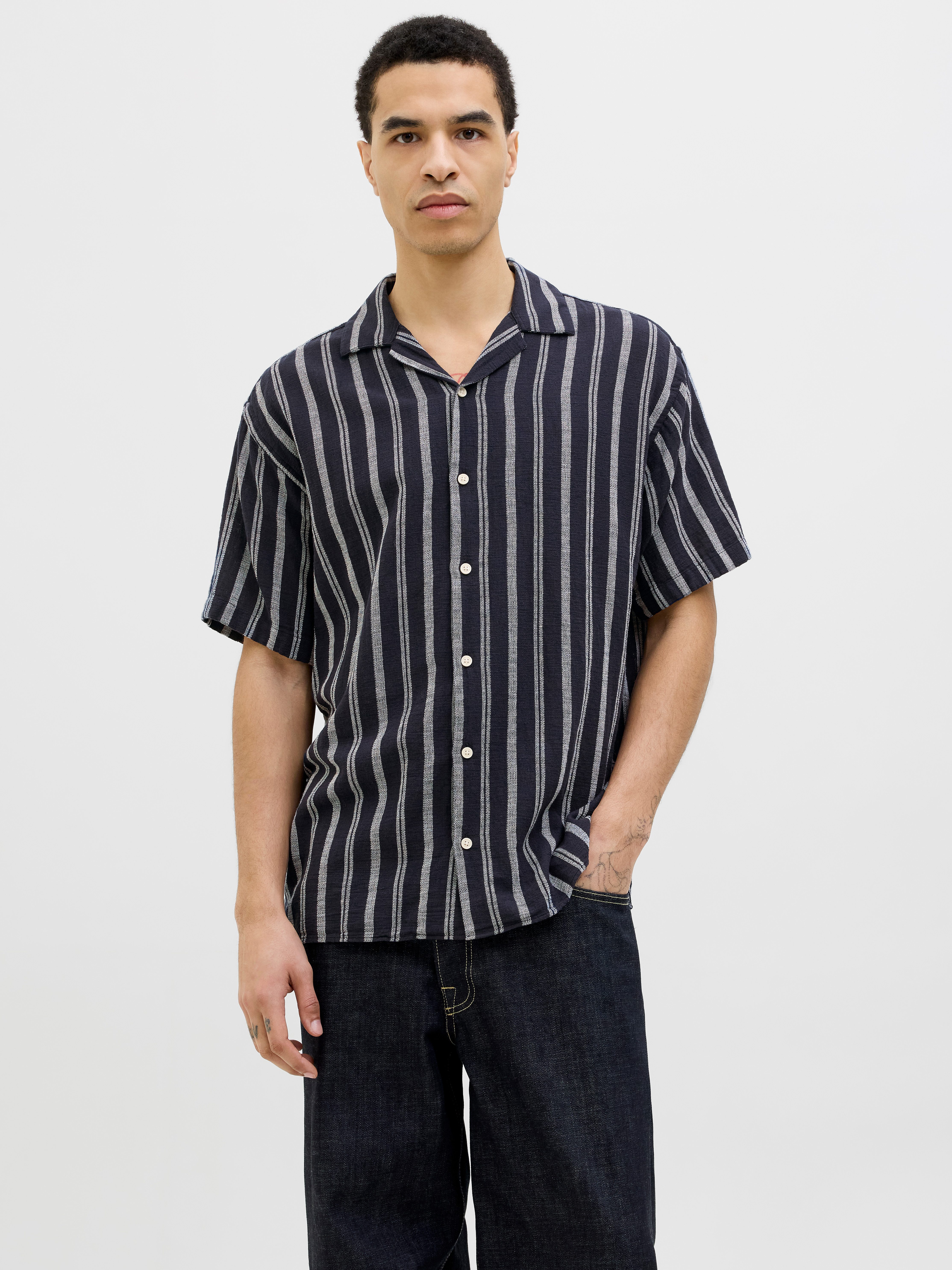Jack & Jones Overhemd met korte mouwen JJEENZO STRIPE RESORT SHIRT SS SN