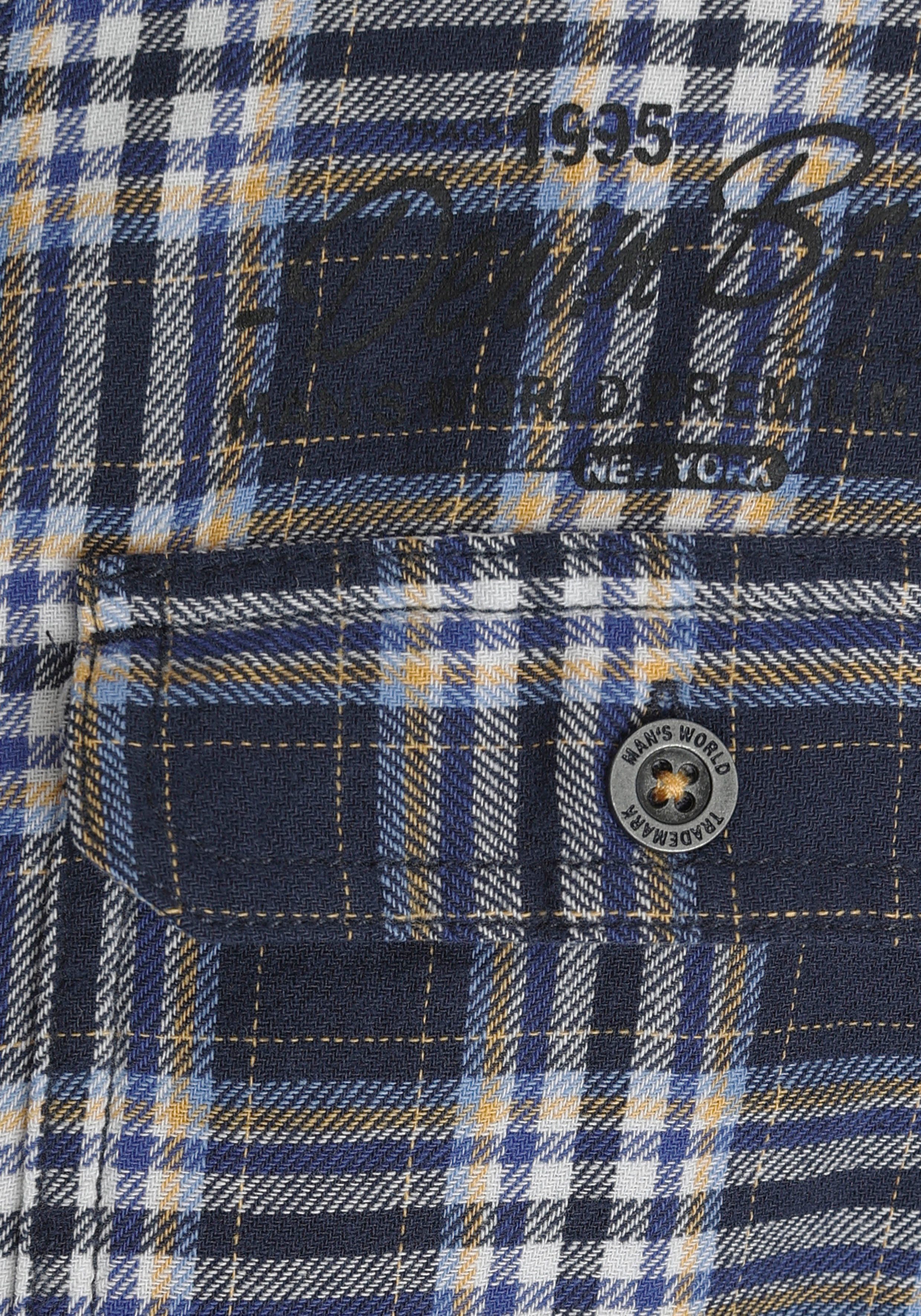 Man's World Overhemd met korte mouwen met kleine print op de borst