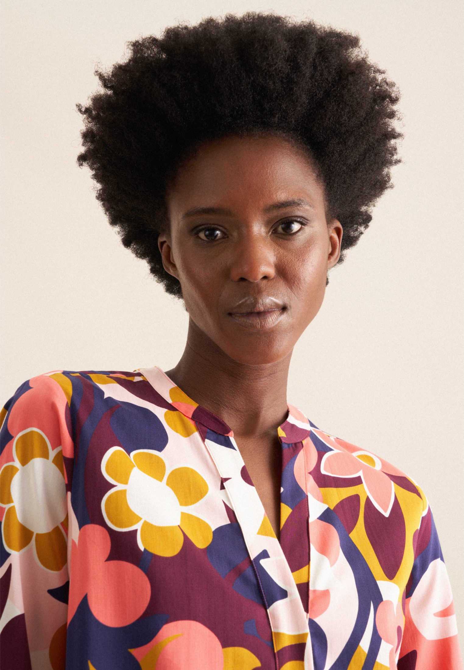 seidensticker Klassieke blouse Zwarte roos Tuniek bloemmotief