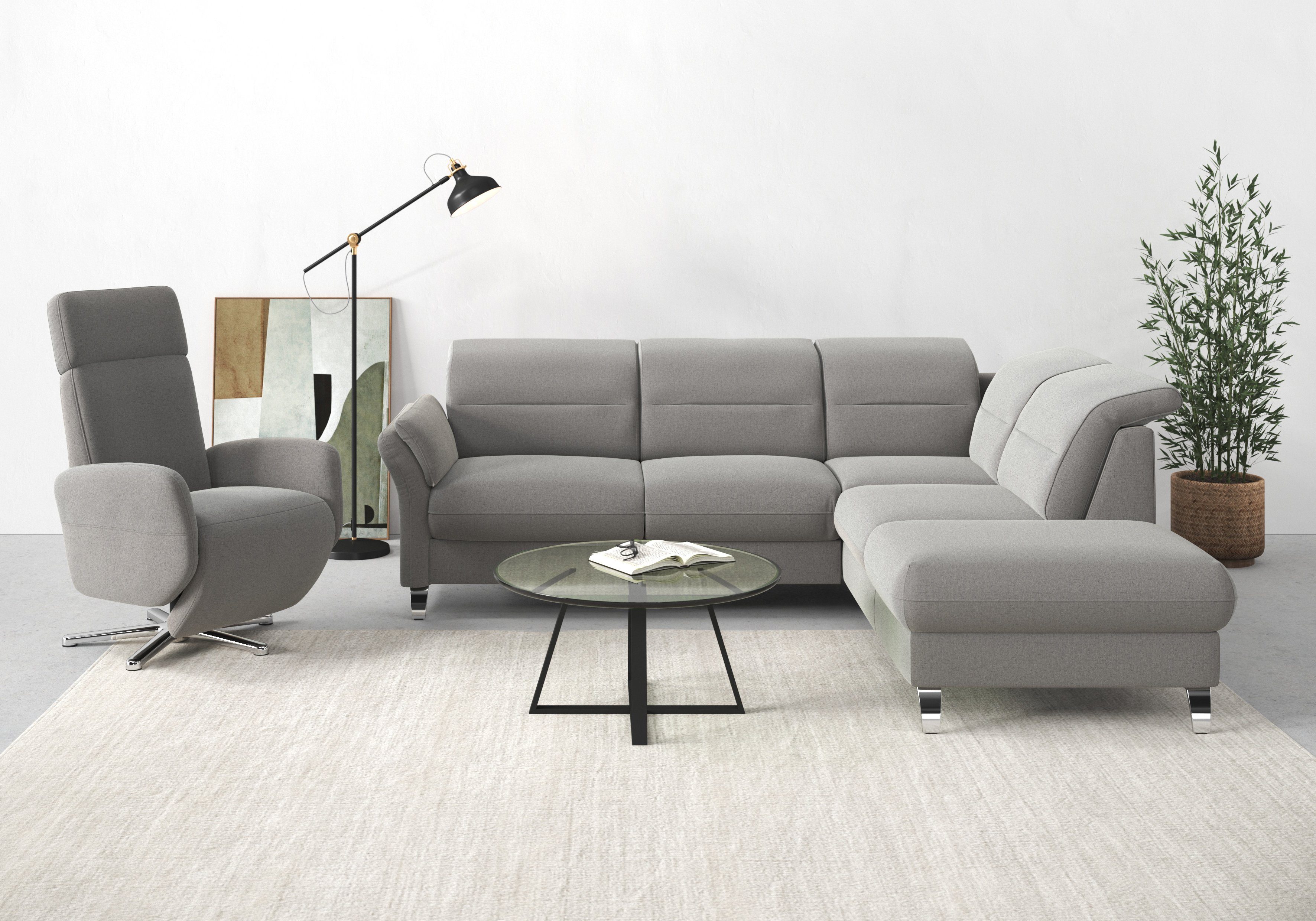 sit&more Relaxfauteuil Grenoble, incl. hoofdsteunverstelling en bekabelde afstandsbediening