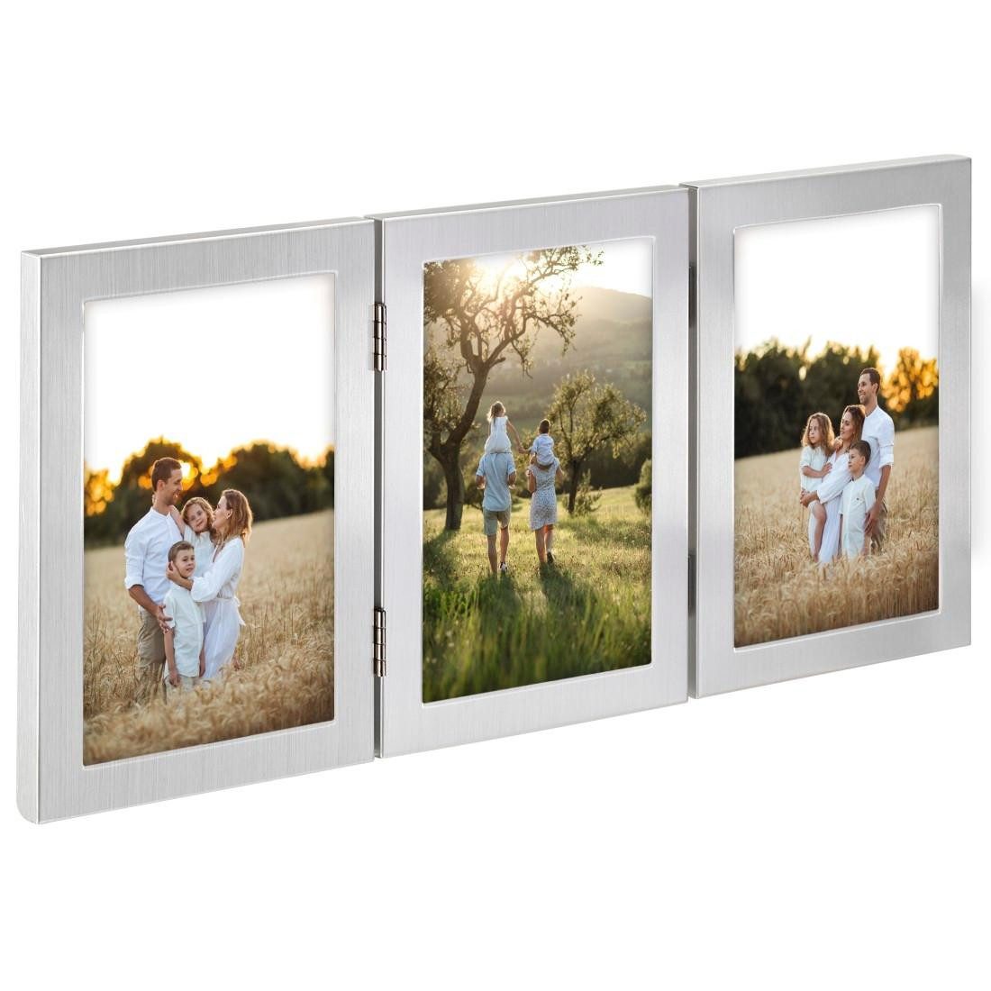 Hama Fotolijstje Fotolijst 10x15 cm voor 3 foto's, om op te hangen en te plaatsen, zilverkleur (1 stuk)