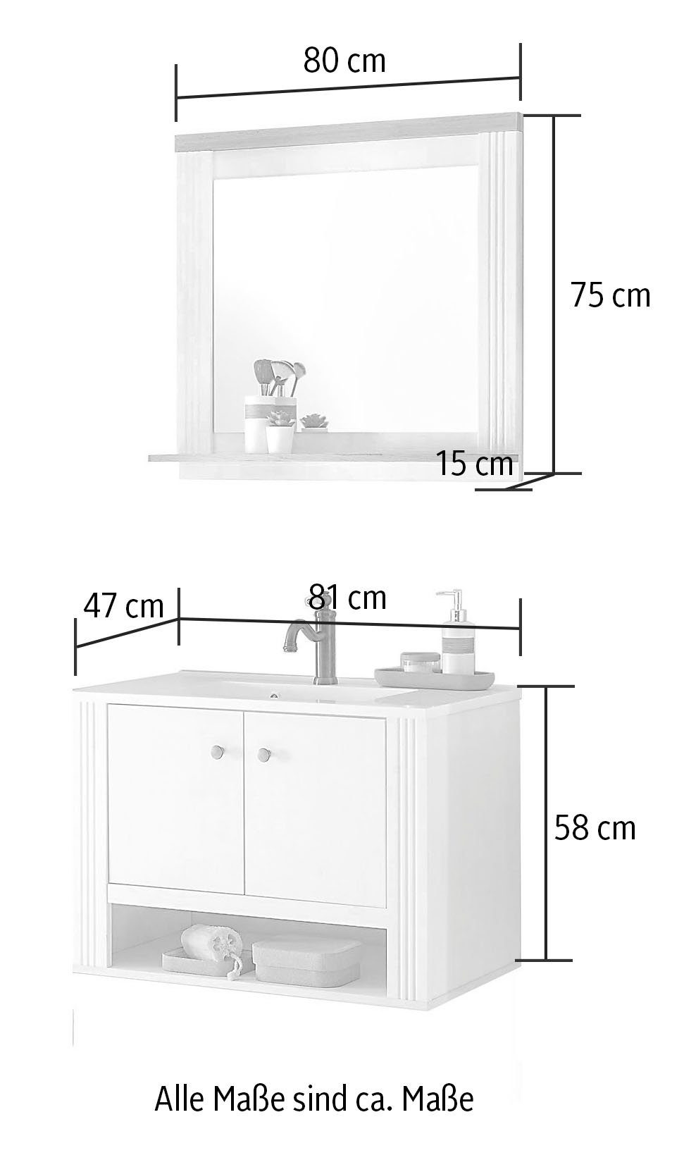 Home affaire Badkamerserie WESTMINSTER, badkamer in landhuisstijl, 2-delig badkamer (2-delig)