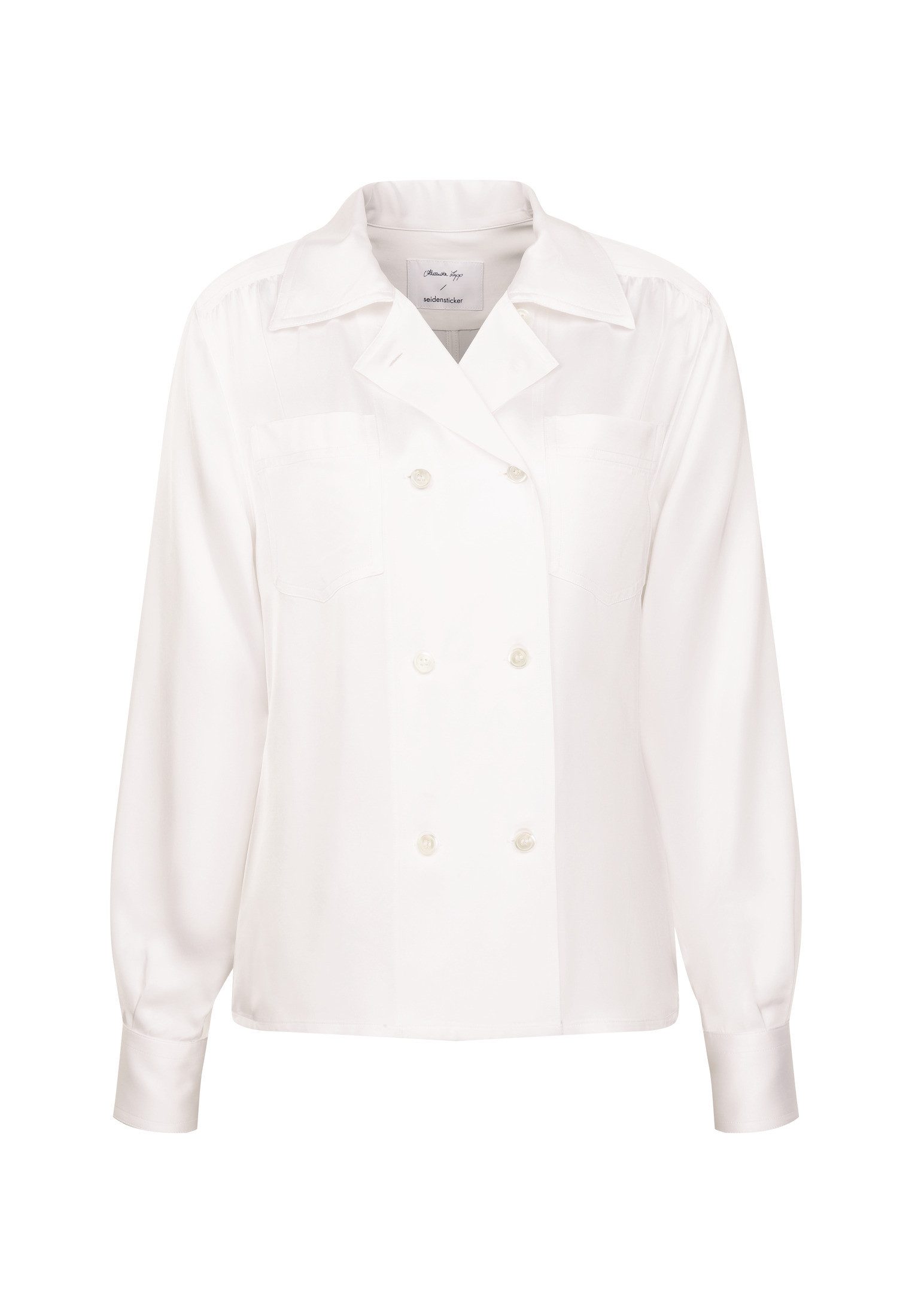 seidensticker Overhemdblouse Zwarte roos Lange mouwen V-hals uni