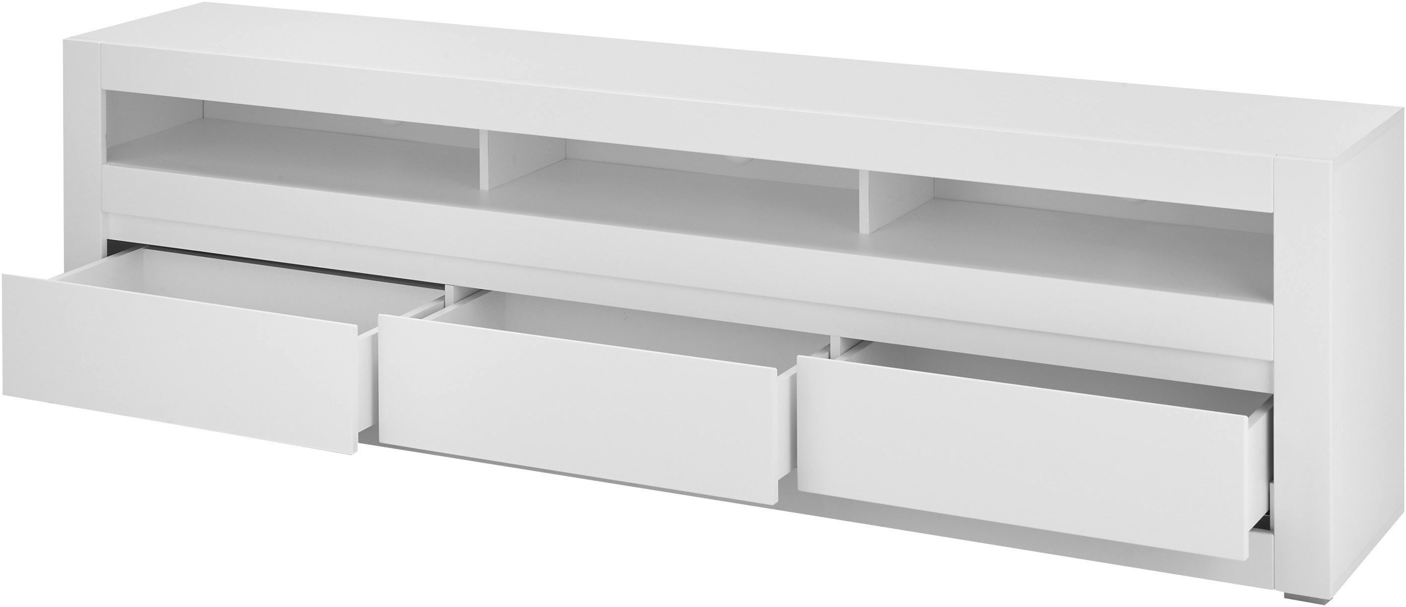 INOSIGN Tv-meubel Chester, moderne TV-kast, Ladekast met opbergruimte, Mat Wit vervangbare afdekking in grepline, tijdloos design, 217 cm breed (1 stuk)