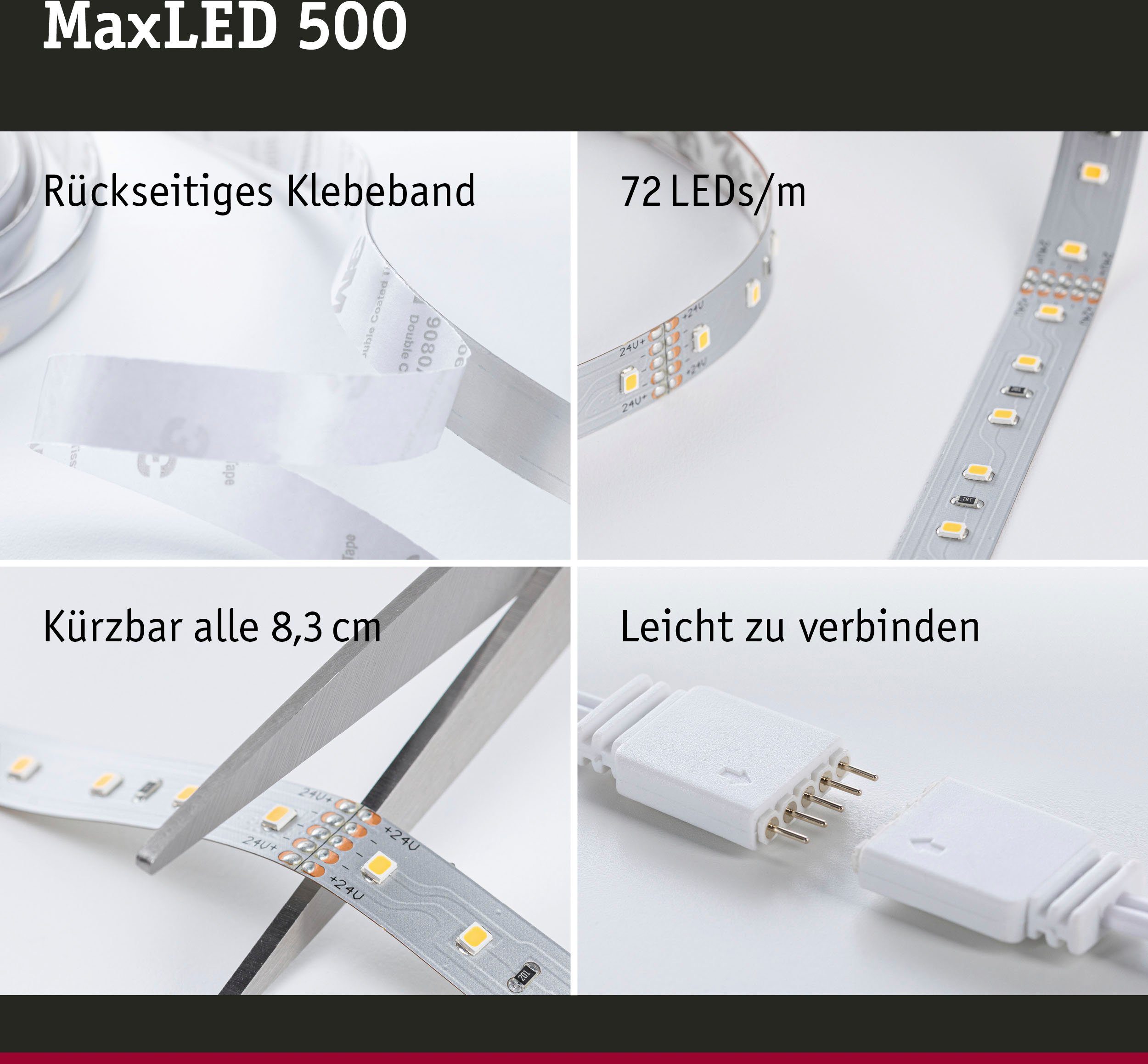 Paulmann Led-strepen MaxLED 500 Basisset 10m Daglichtwit 10m 50W 550lm/m 6500K (1 stuk)