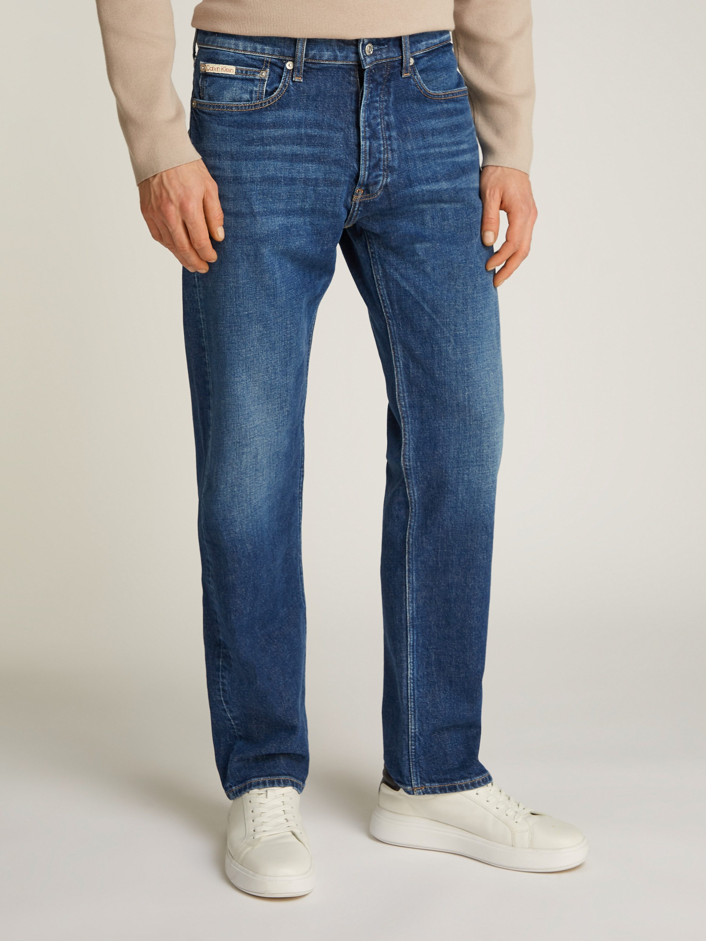 Calvin Klein Straight jeans STANDARD STRAIGHT Muntzakje, logo borduursel