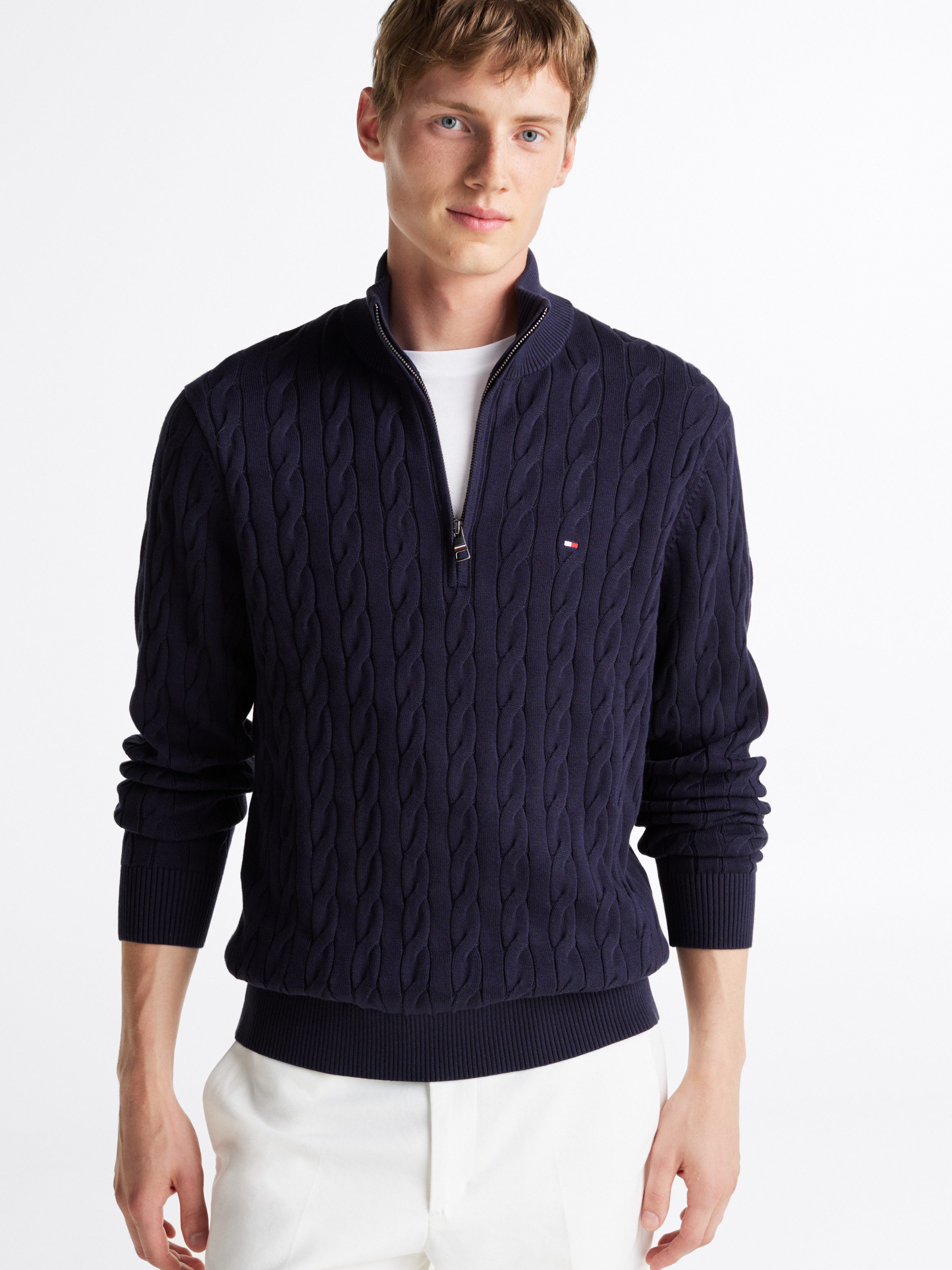 Tommy Hilfiger Gebreide trui CLASSIC COTTON CABLE ZIP MOCK