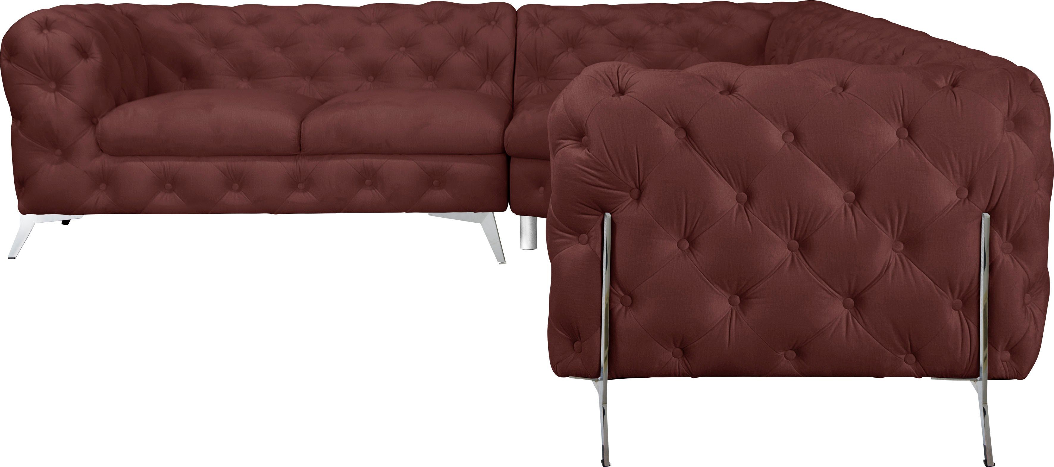 Leonique Chesterfield-bank Amaury L-vorm Chesterfield-look, bxd elk 262 cm, kleur van de poten ter keuze