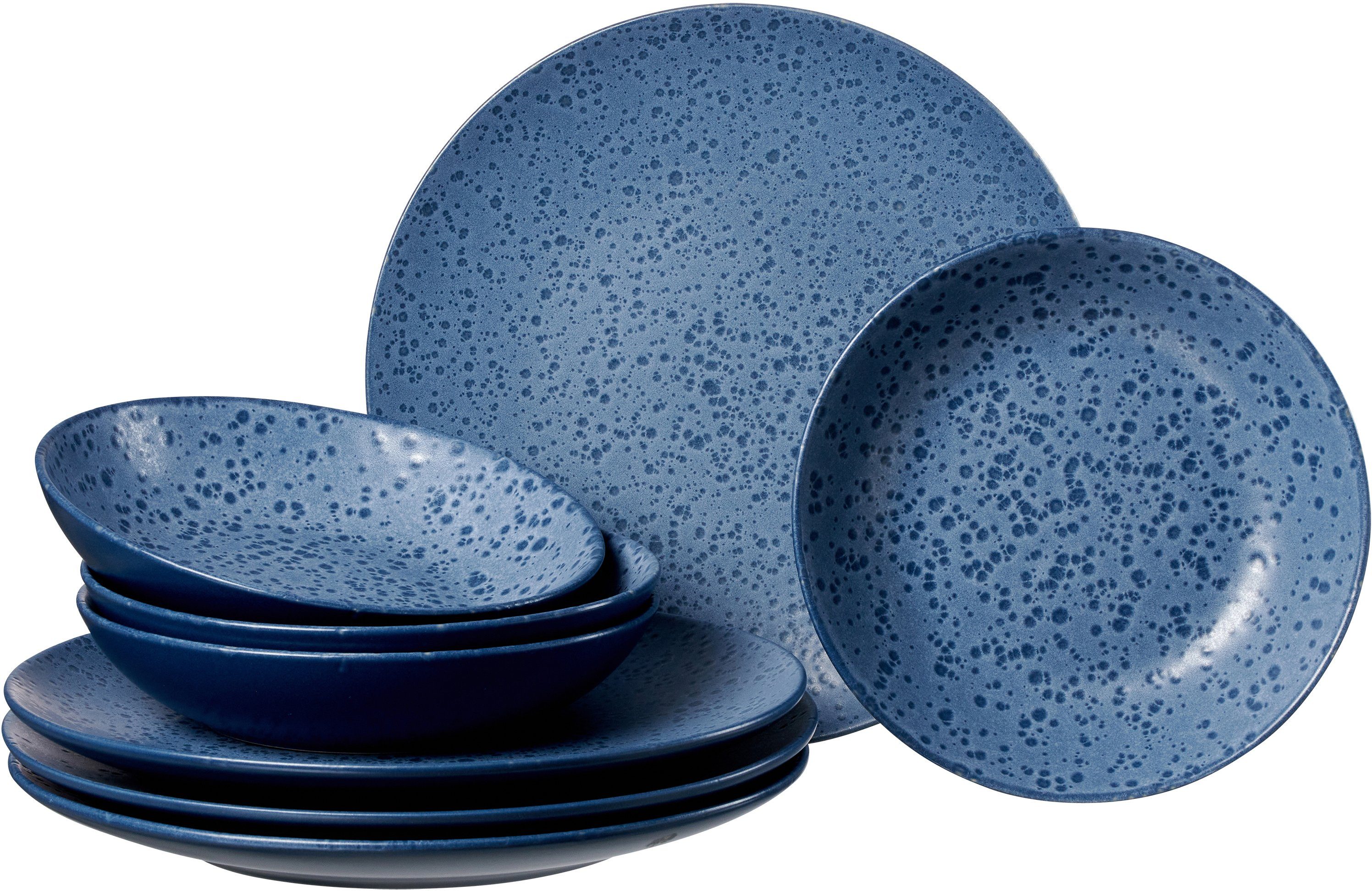 Ritzenhoff & Breker Eetservies Bordenset, Serviesset Kitwe Reactief glazuur, elk exemplaar is uniek, 8 delen, voor 4 personen (set, 8-delig)