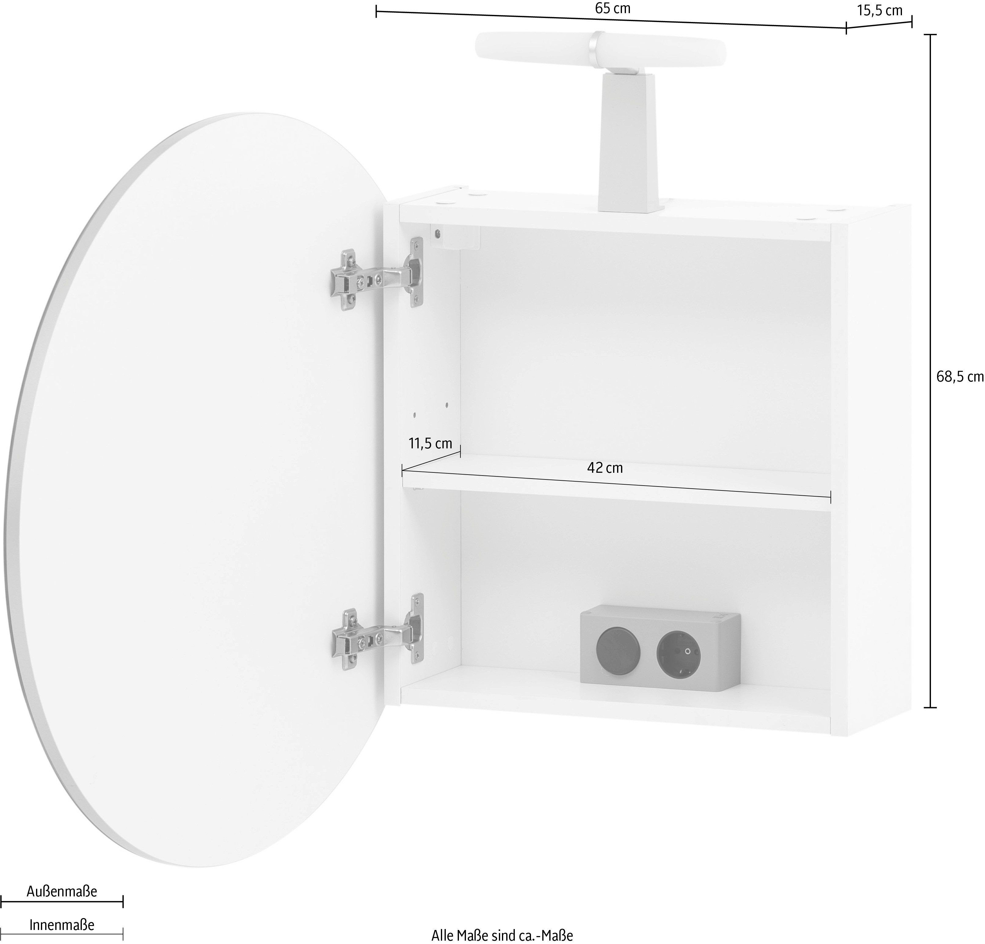 Schildmeyer Spiegelkast BJARNE Breedte 65 cm, met ledverlichting
