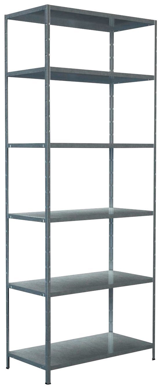 SCHULTE Regalwelt Stellingkast Montagesysteem basiskast Metaal verzinkt, 2500x1000x500 mm, 6 planken rekken zilver(kleur)