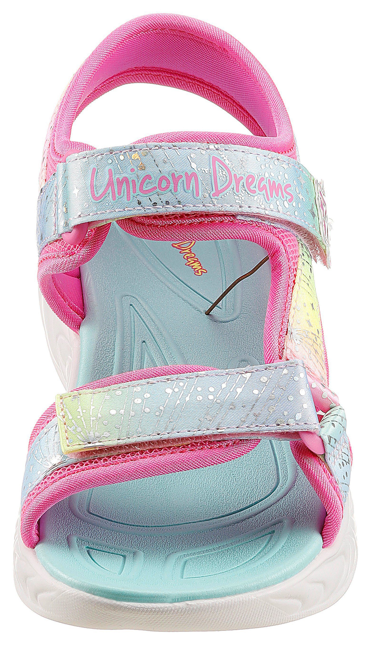 Skechers Sandalen UNICORN DREAMS SANDAL MAJESTIC BLISS , zomerschoen, klittenbandschoen, flitsende schoen, flitsende eenhoorn applicatie