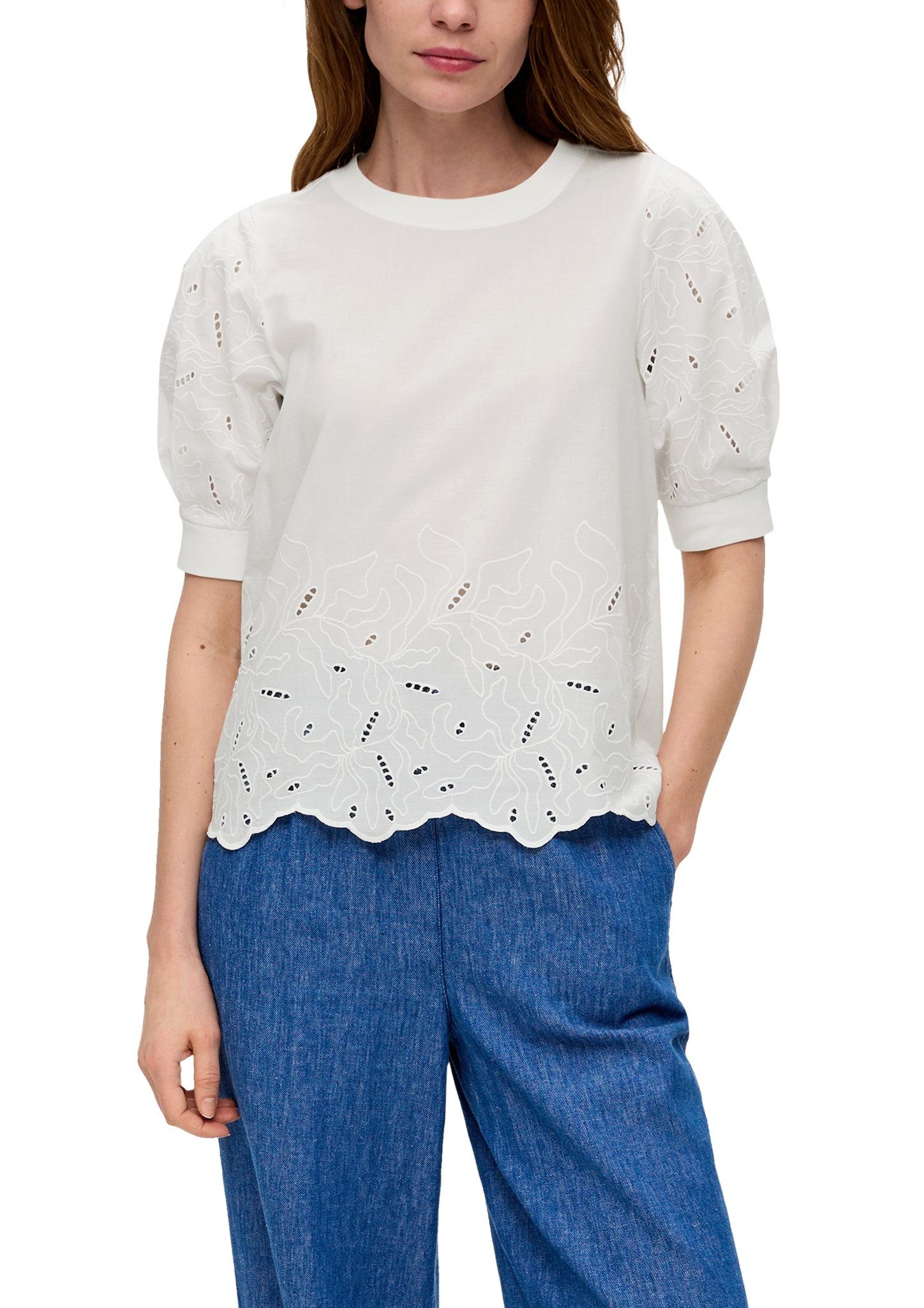 S.Oliver Shirt met borduursel in semi-transparante look