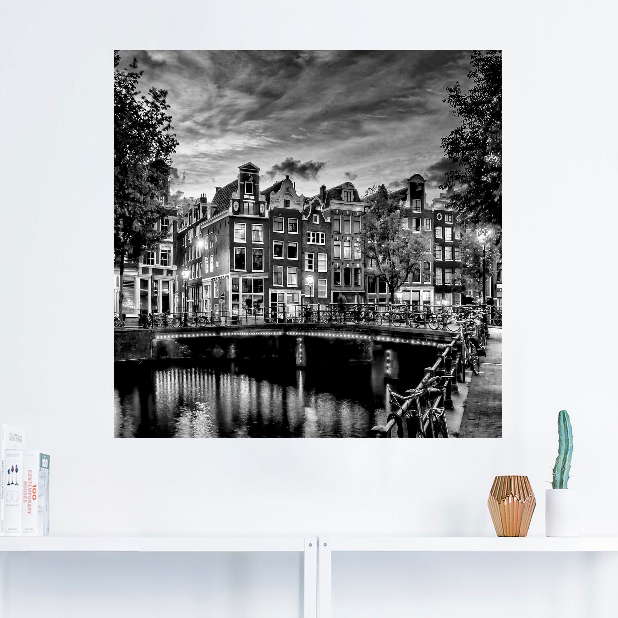 Artland Artprint Amsterdam avondidylle als artprint op linnen, poster, muursticker in verschillende maten
