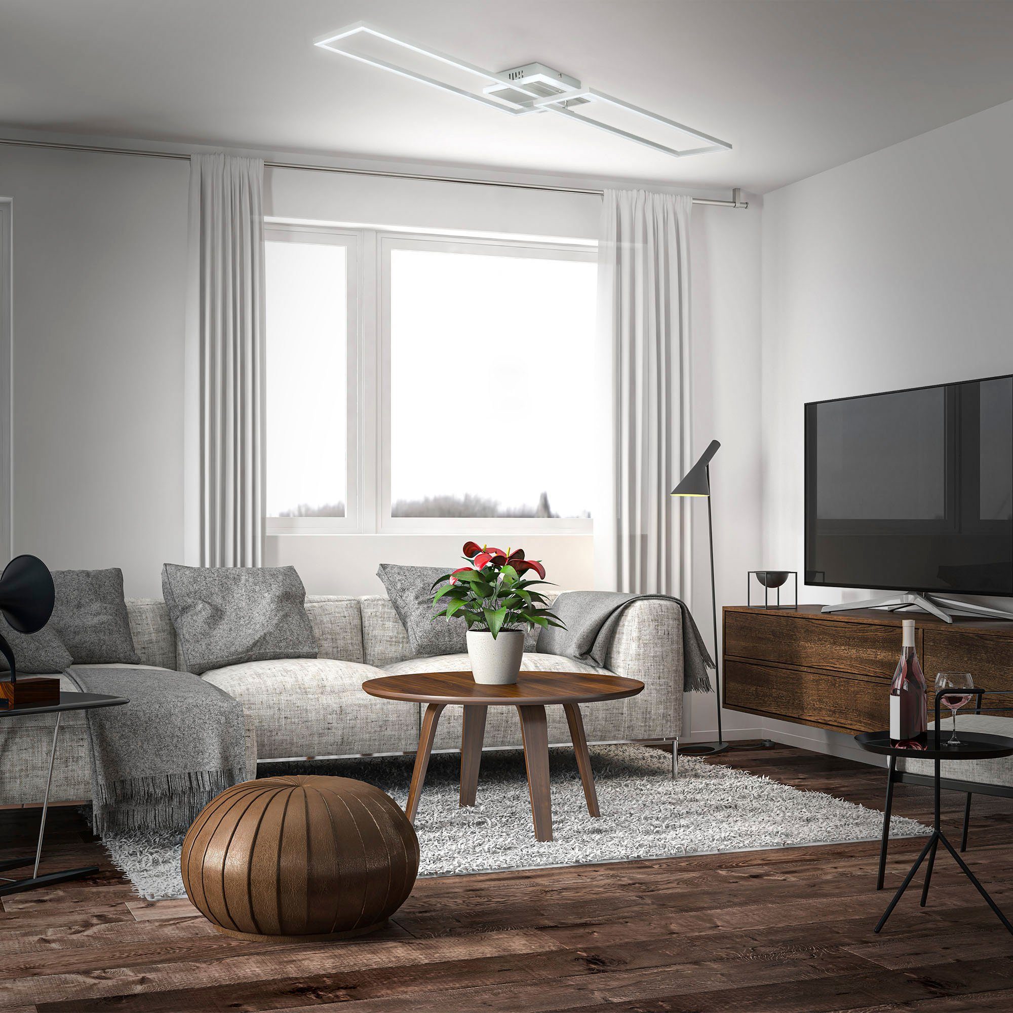 B.K.Licht Led-plafondlamp BK_FR1439 LED plafondlamp, 40 watt, draaibaar, dimbaar, CCT Kleurtemperatuur selecteerbaar, timer, nachtlichtfunctie, afstandsbediening (1 stuk)
