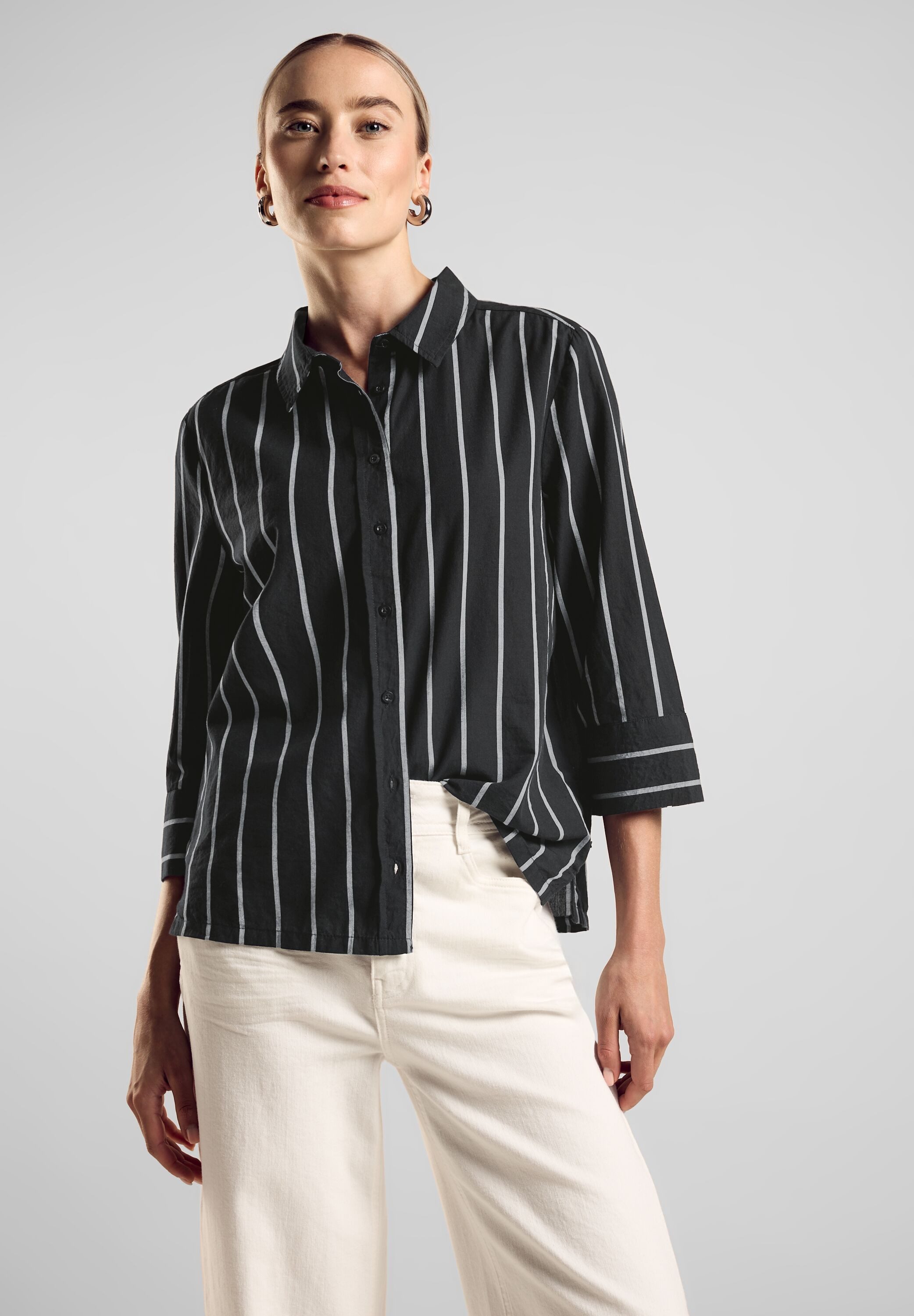 STREET ONE Overhemdblouse met knoopsluiting en strepen
