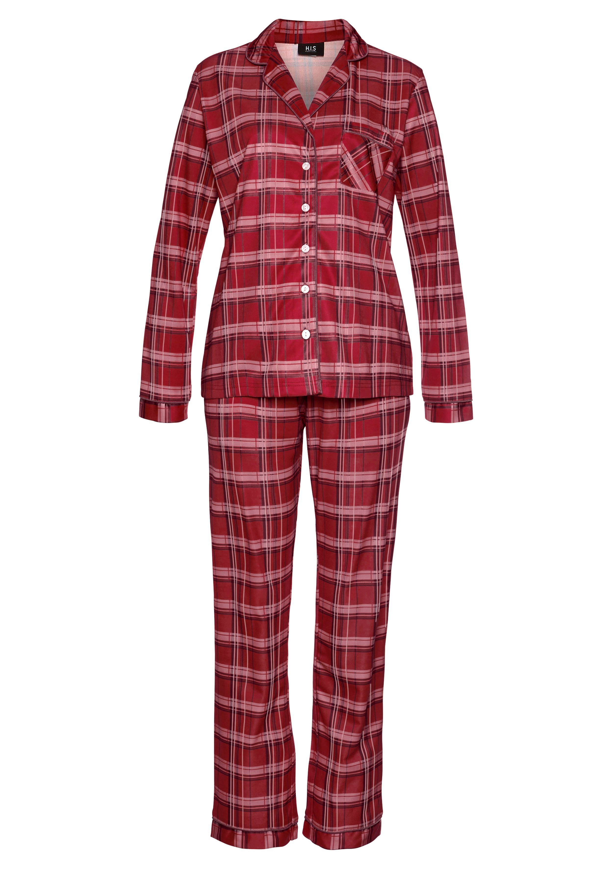 H.I.S Pyjama van flanel met alover ruitpatroon (set, 2-delig)