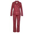 h.i.s pyjama met ruitmotief all-over van flanel rood