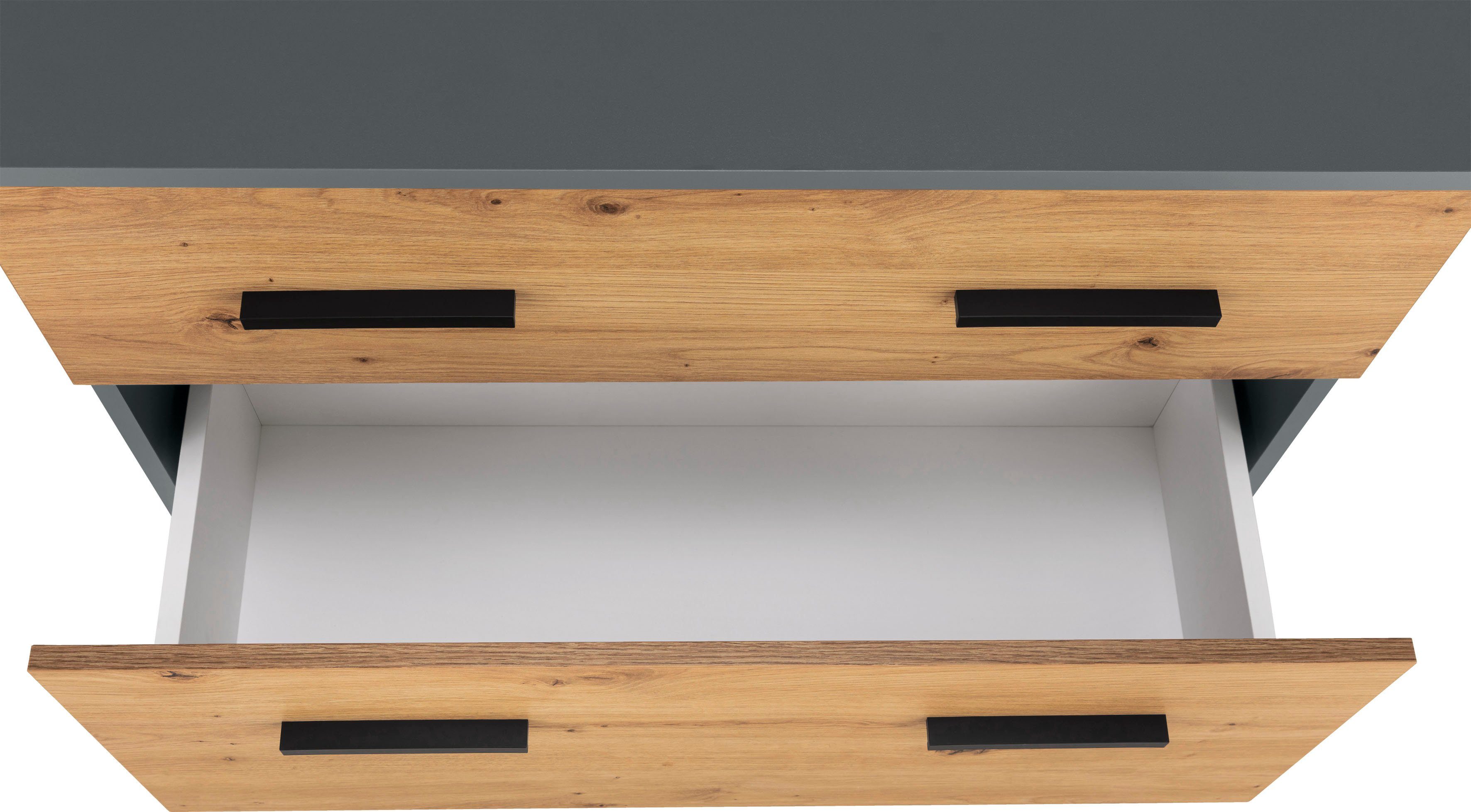 INOSIGN Wastafelonderkast Skara met klep en lade, zwarte grepen, breedte 80 cm, hoogte 55 cm