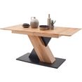 mca furniture eettafel cuba eettafel massief hout uittrekbaar, tafelblad met synchroon uittreksysteem voorgemonteerd beige