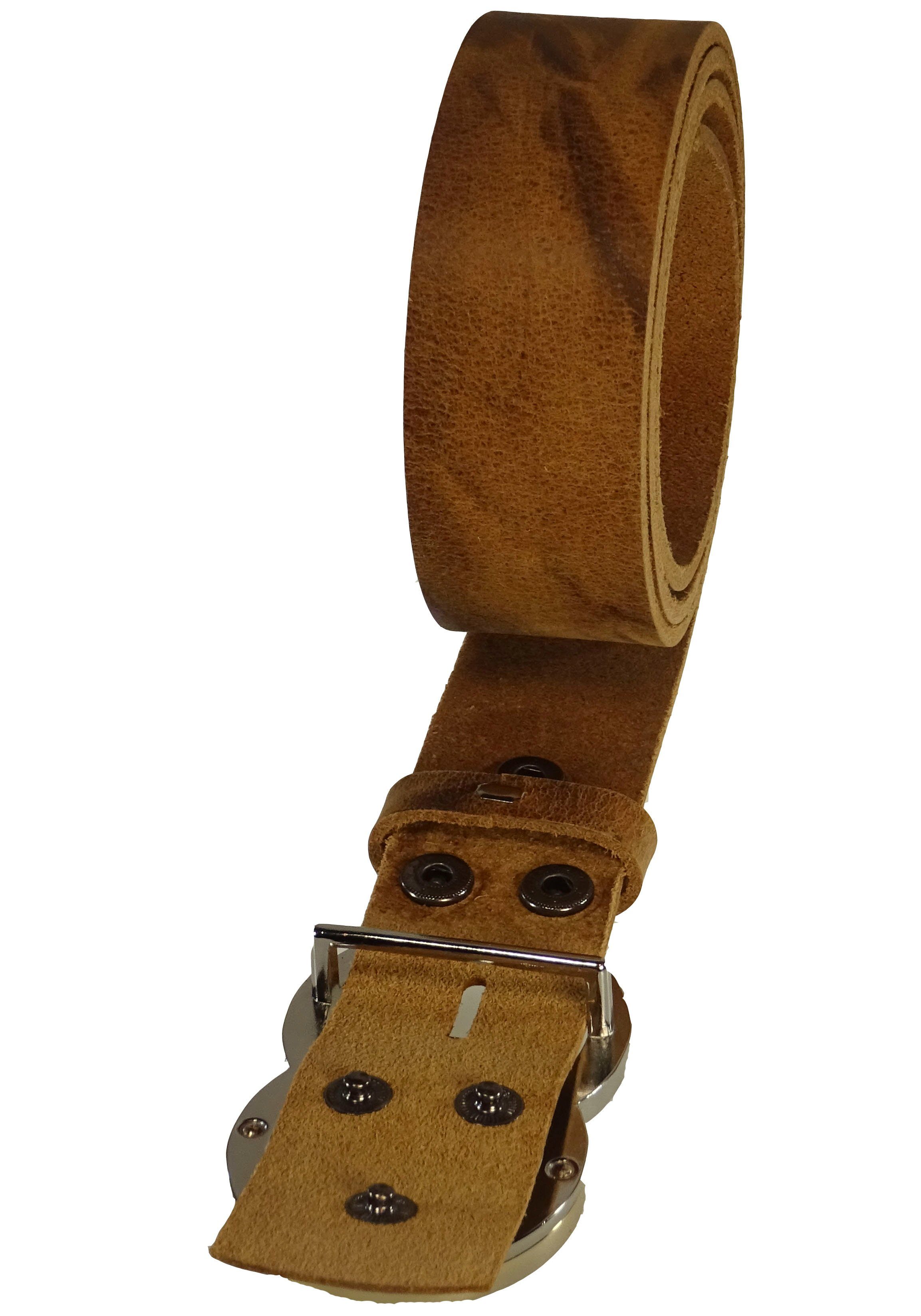 RETTUNGSRING by showroom 019° Leren riem met verwisselbare sluiting "2 cirkels zilverkleur/goudkleur"