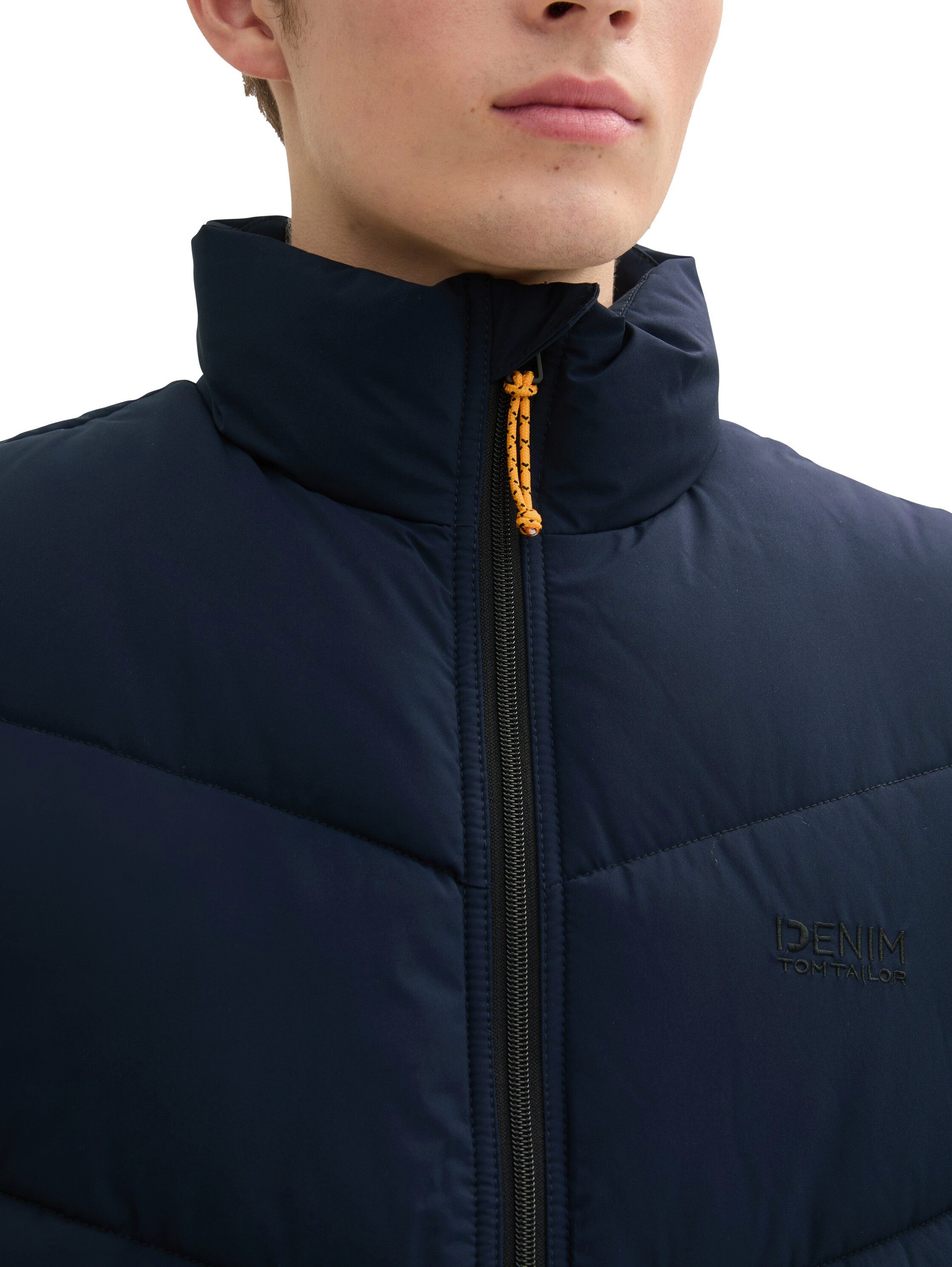 Tom Tailor Denim Bodywarmer met opstaande kraag en logo borduurwerk