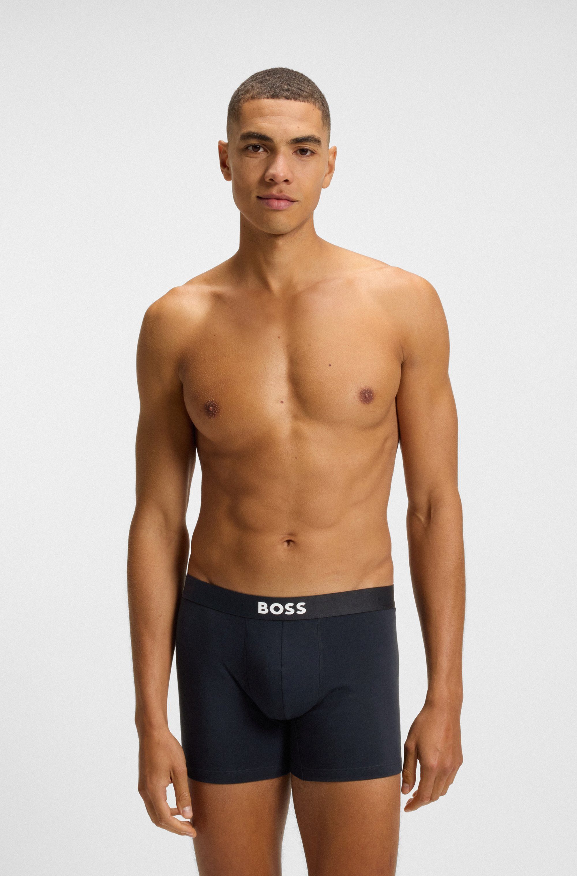 BOSS Boxershort Boxer Brief 3P BOSS ONE elastische band met logo, 1x met patroon, 2x effen (3 stuks)