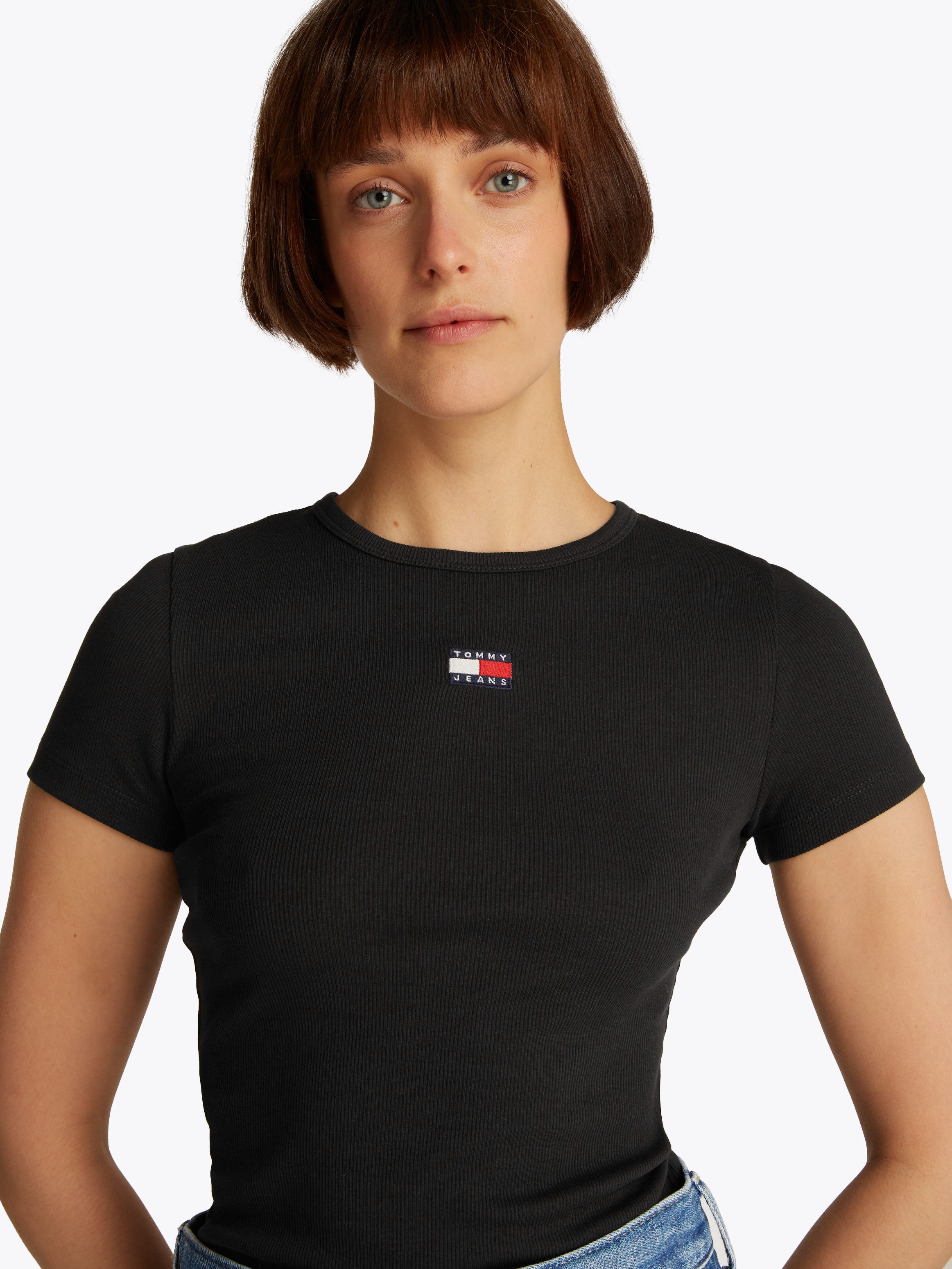 TOMMY JEANS Shirt met korte mouwen TJW SLIM BADGE RIB TEE