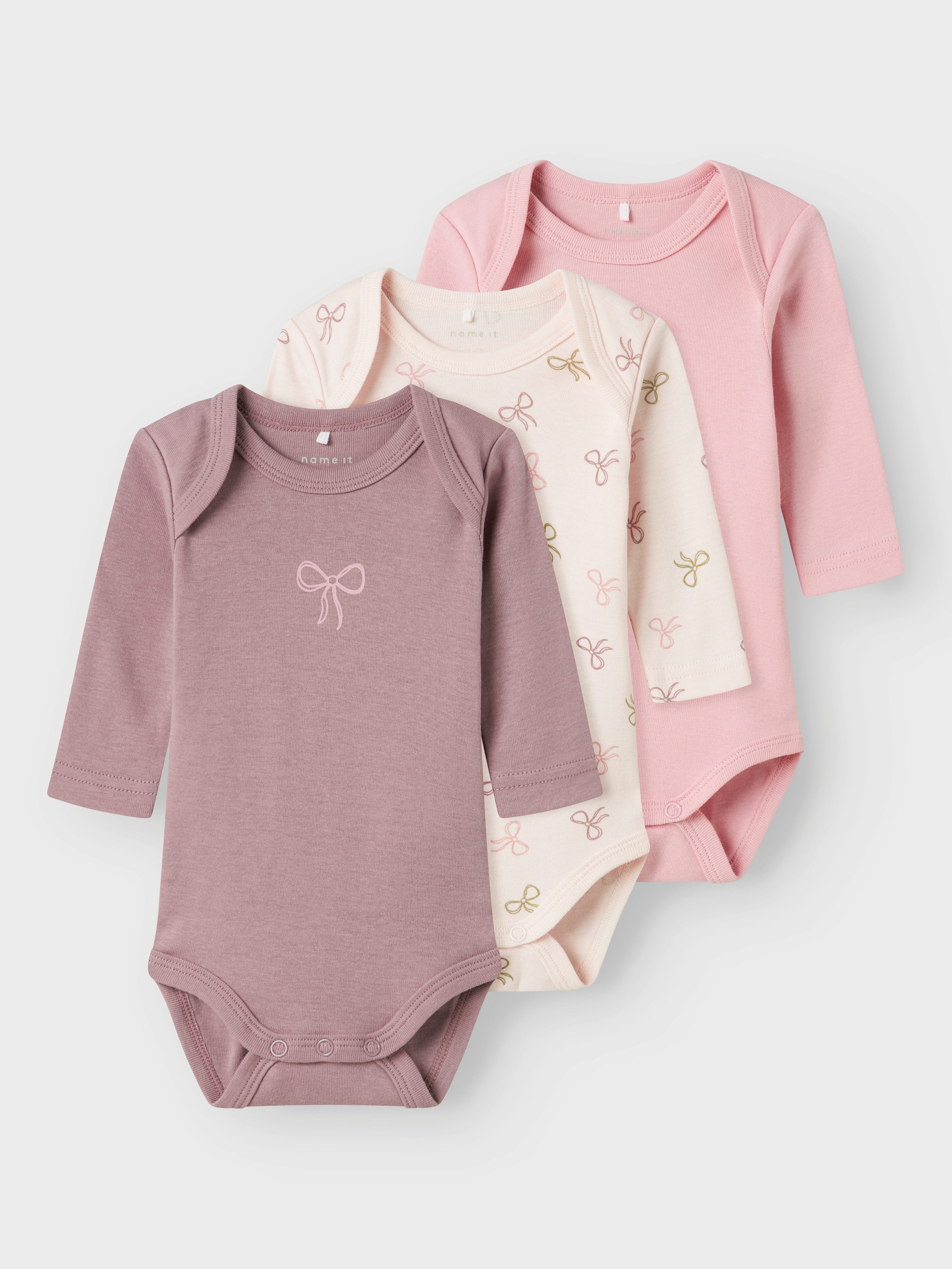 Name It Body met lange mouwen NBFBODY 3P LS BARELY PINK BOW NOOS (set 3-delig)