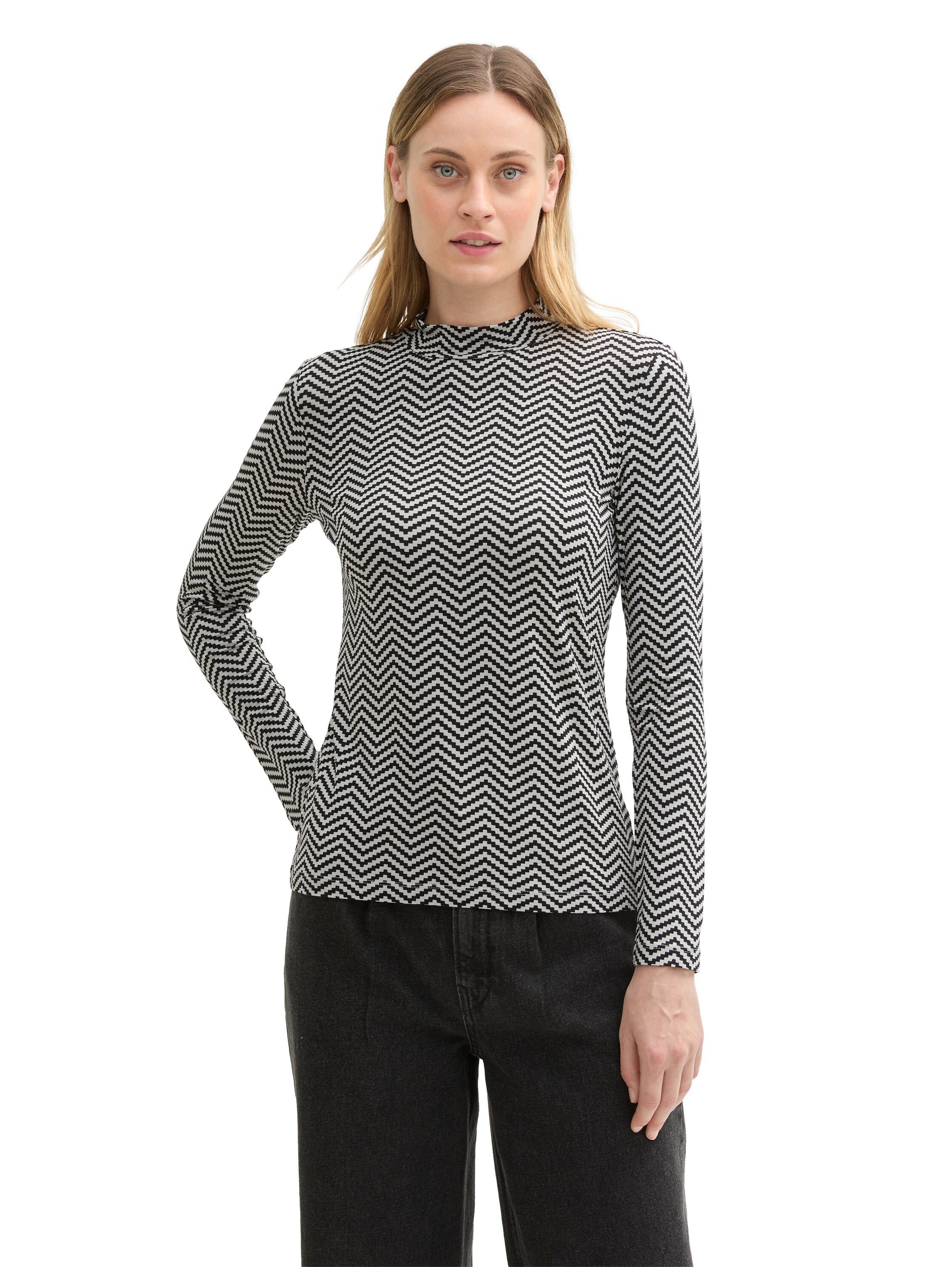 Tom Tailor T-shirt met all-over motief dames t-shirts maat S (36) grijs