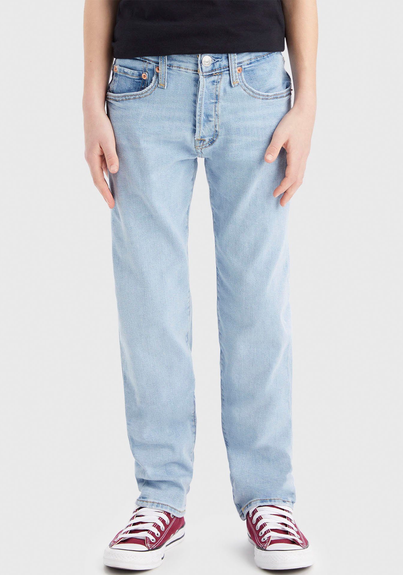 Levis Levi's Kids 501 ORIGINAL regular fit jeans luxor last Blauw Jongens Stretchdenim 164