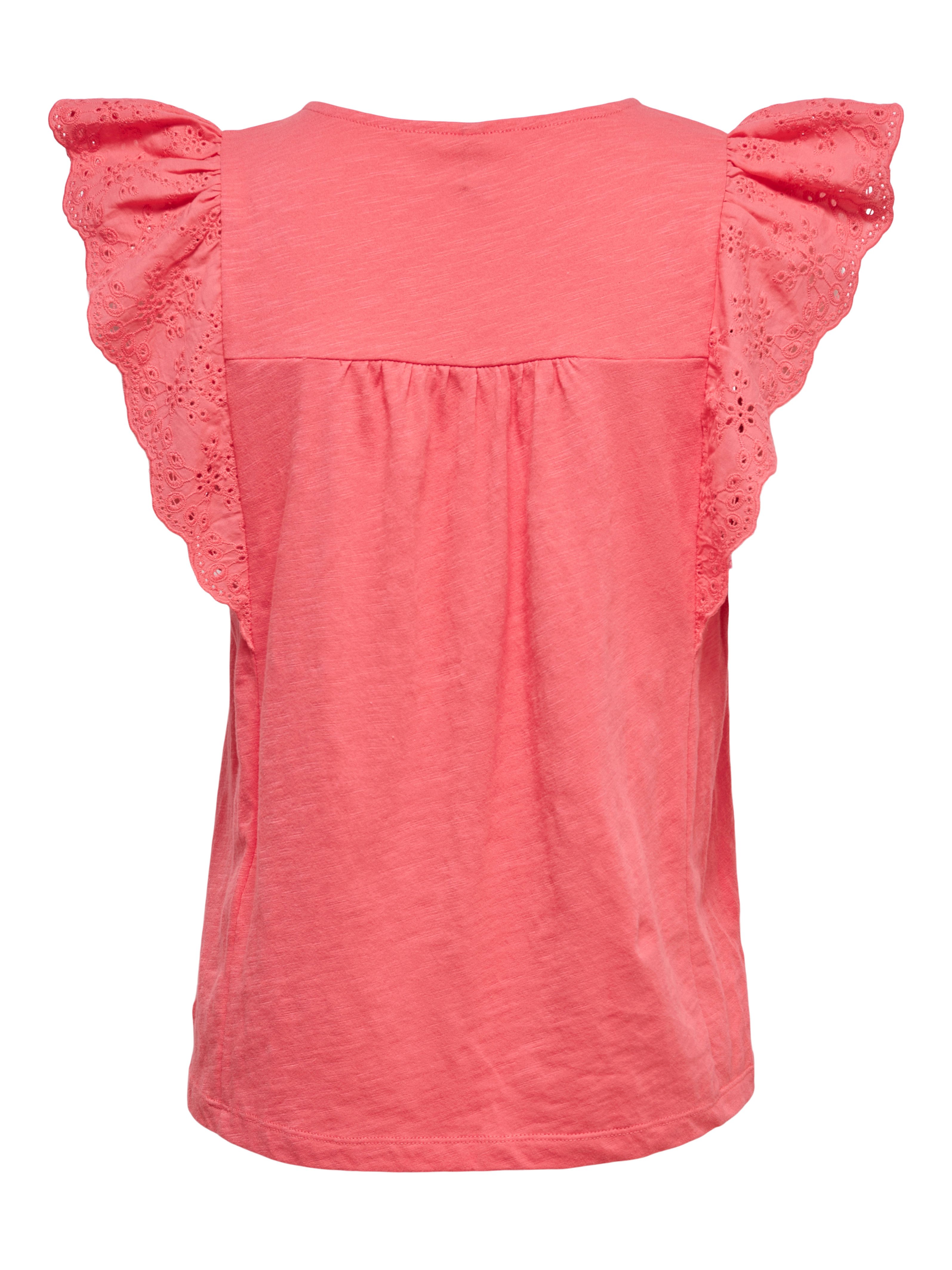 Only Shirt met korte mouwen ONLLEA S/L FRILL MIX TOP JRS