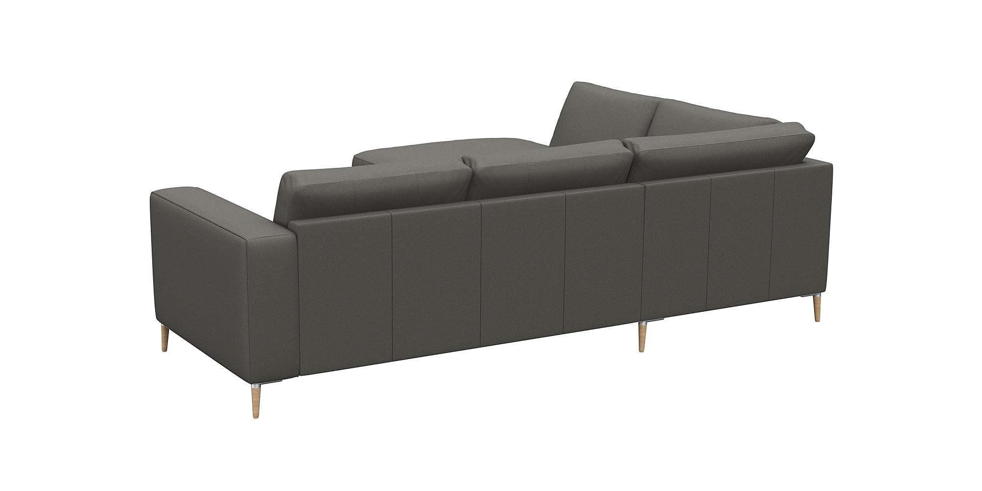 FLEXLUX Hoekbank Fiore, L-vorm brede armleuningen, aluminium/eiken poten, bxd 241x225 cm, koudschuim in de zitting