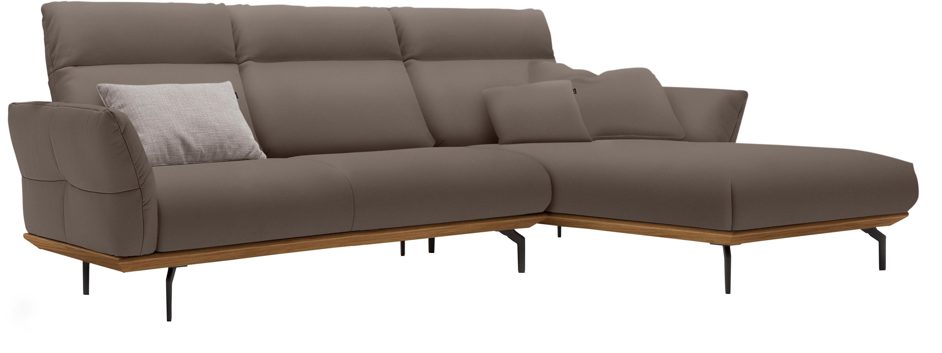 Creation BY ROLF BENZ Hoekbank Hs.460 Sokkel in walnotenhout, onderstel in umbra grijs, breedte 298 cm