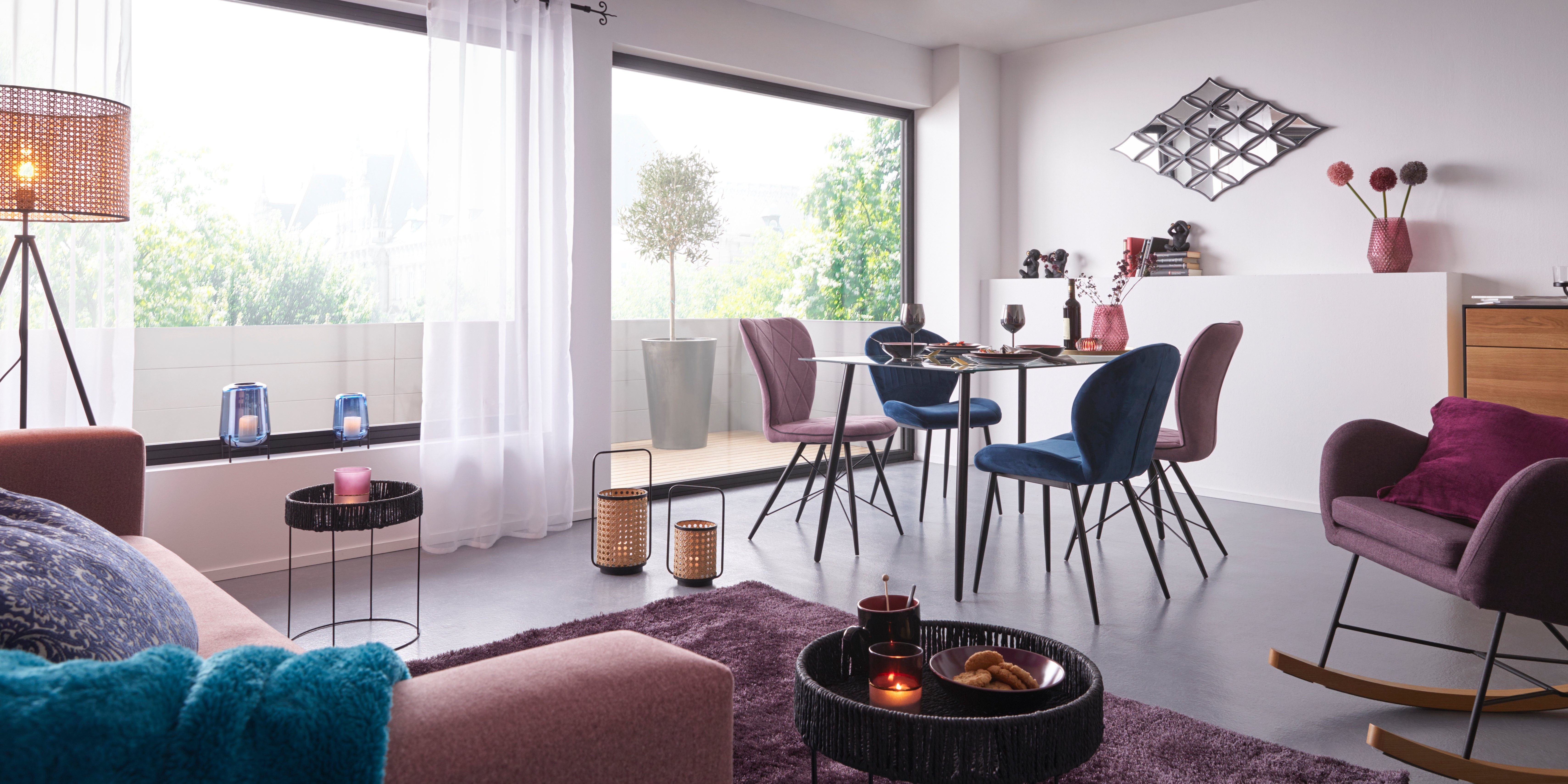 my home Gordijn XANA met ogen, franje of lussen Bestseller, effen, 1 of 2 sjaals, onderhoudsvriendelijk, sjaal,