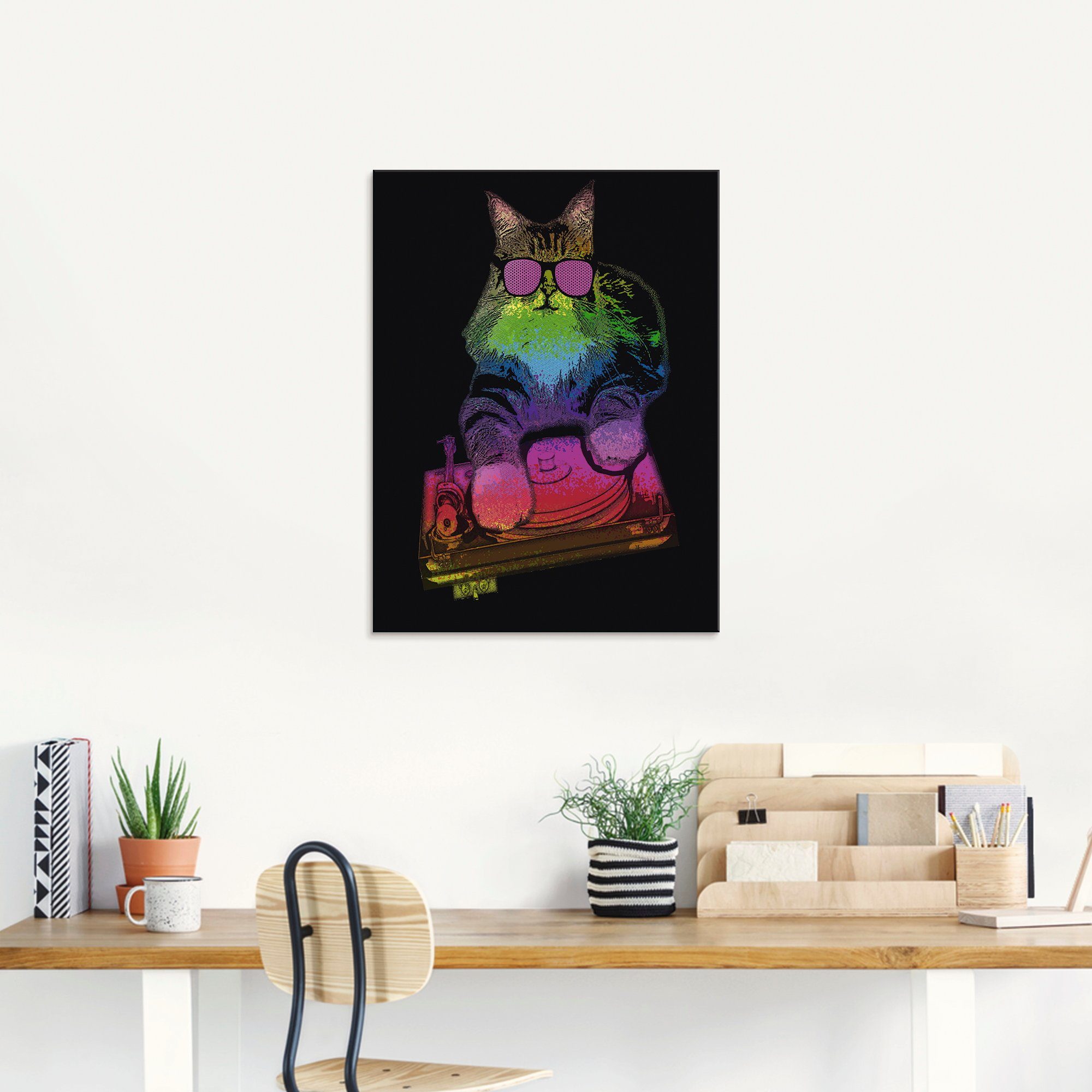 Artland Print op glas Grappige dj kat party muziek