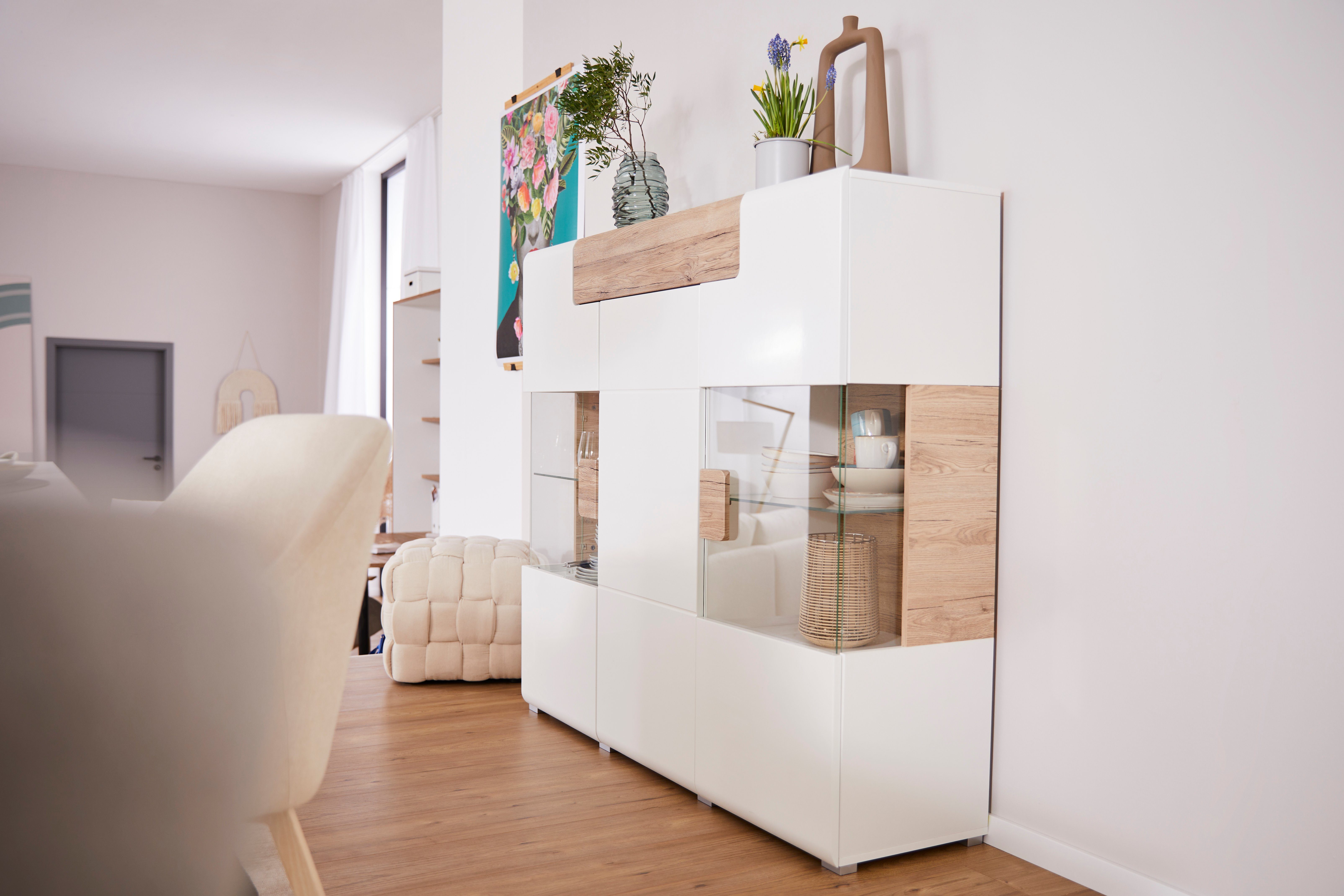 INOSIGN Highboard Toledo, breedte 147,5 cm, modieuze hoge kast met 3 deuren en lade
