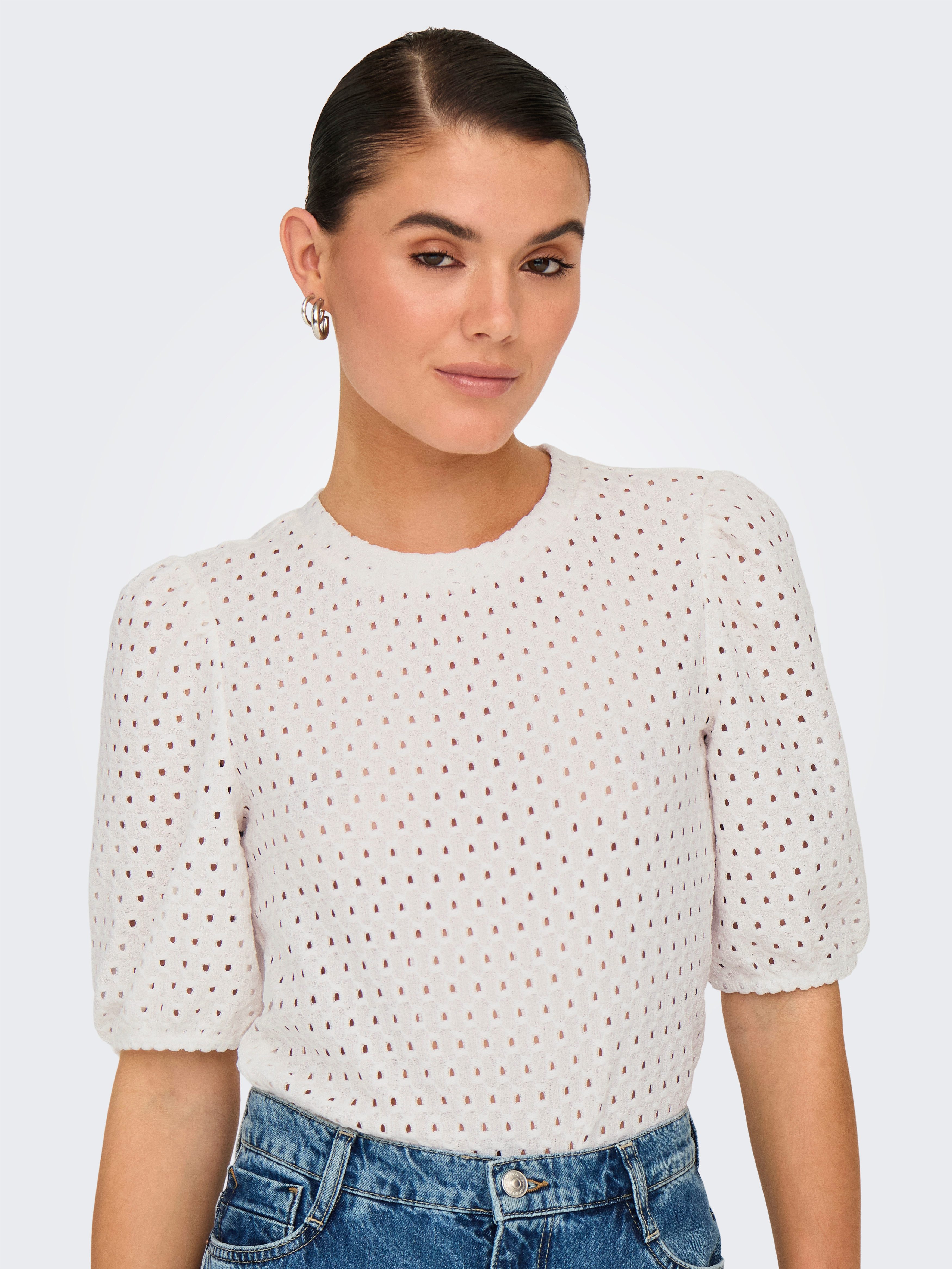 Only Shirt met korte mouwen ONLELISA S/S O-NECK TOP BOX JRS