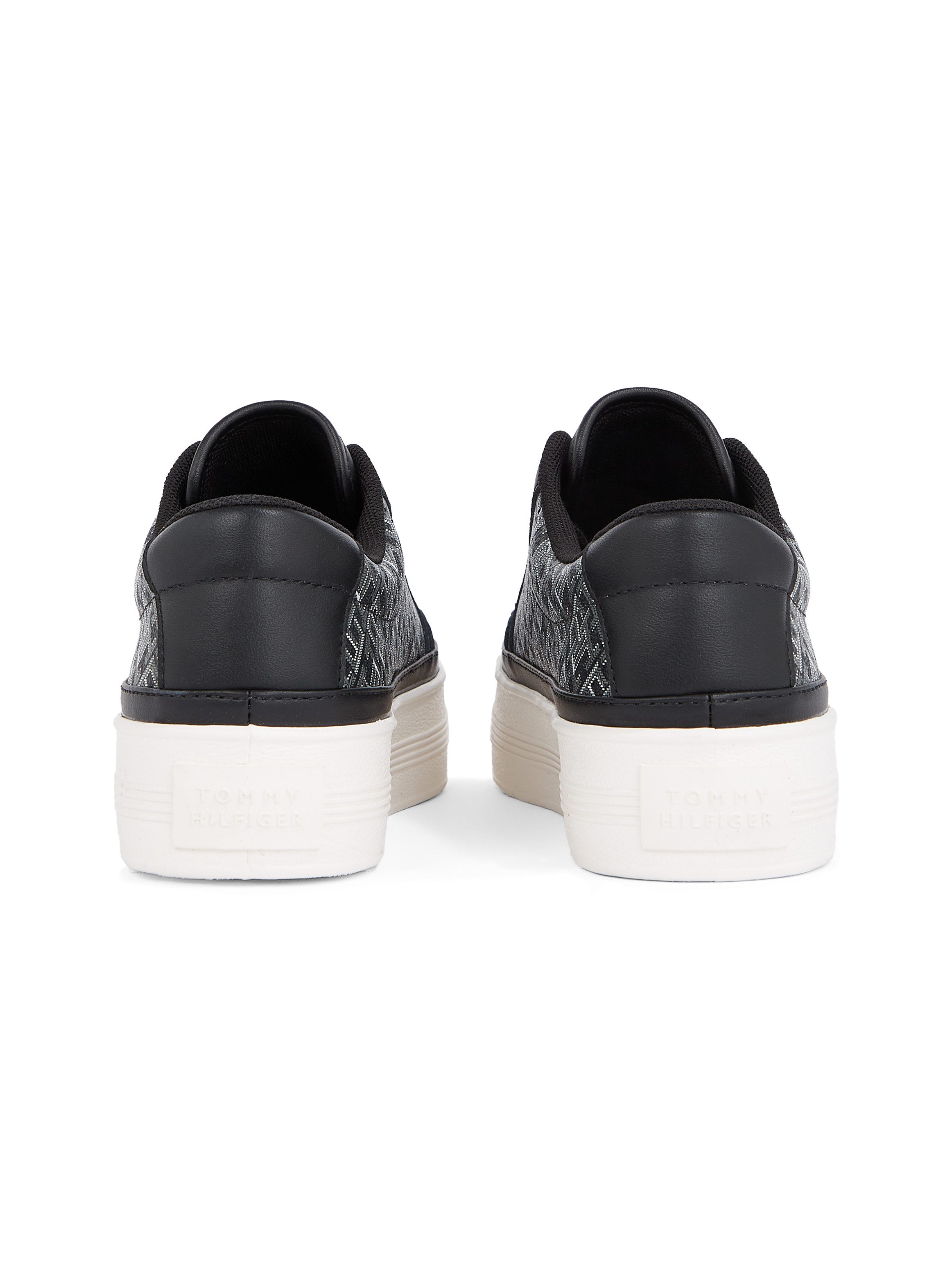 Tommy Hilfiger Plateausneakers VULC LEATHER SNEAKER MONOGRAM , vrijetijdsschoen, lage schoen, veterschoen met allover logoprint