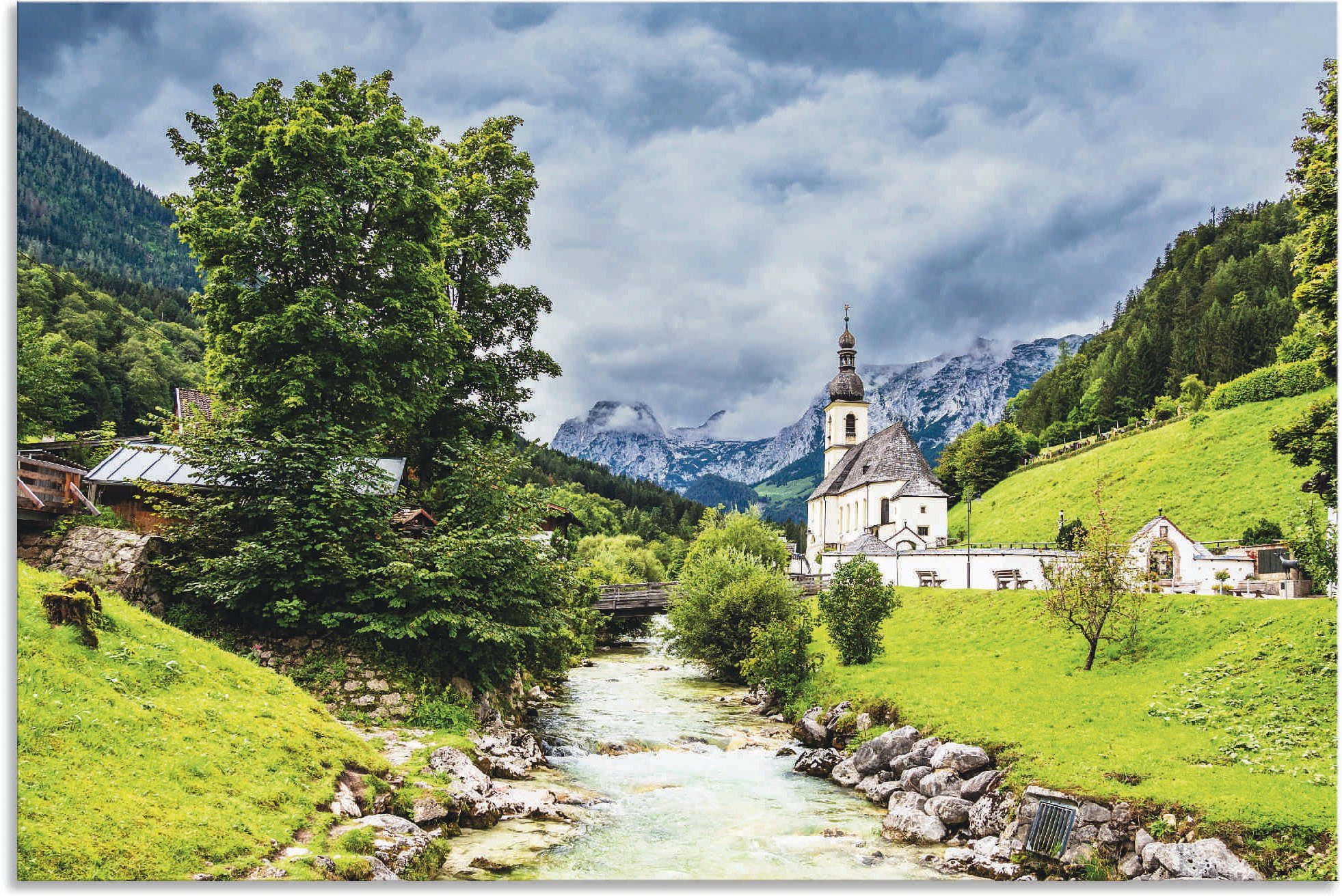 Artland Artprint Pfarrkirche Sankt Sebastian in Ramsau in vele afmetingen & productsoorten - artprint van aluminium / artprint voor buiten, artprint op linnen, poster, muursticker