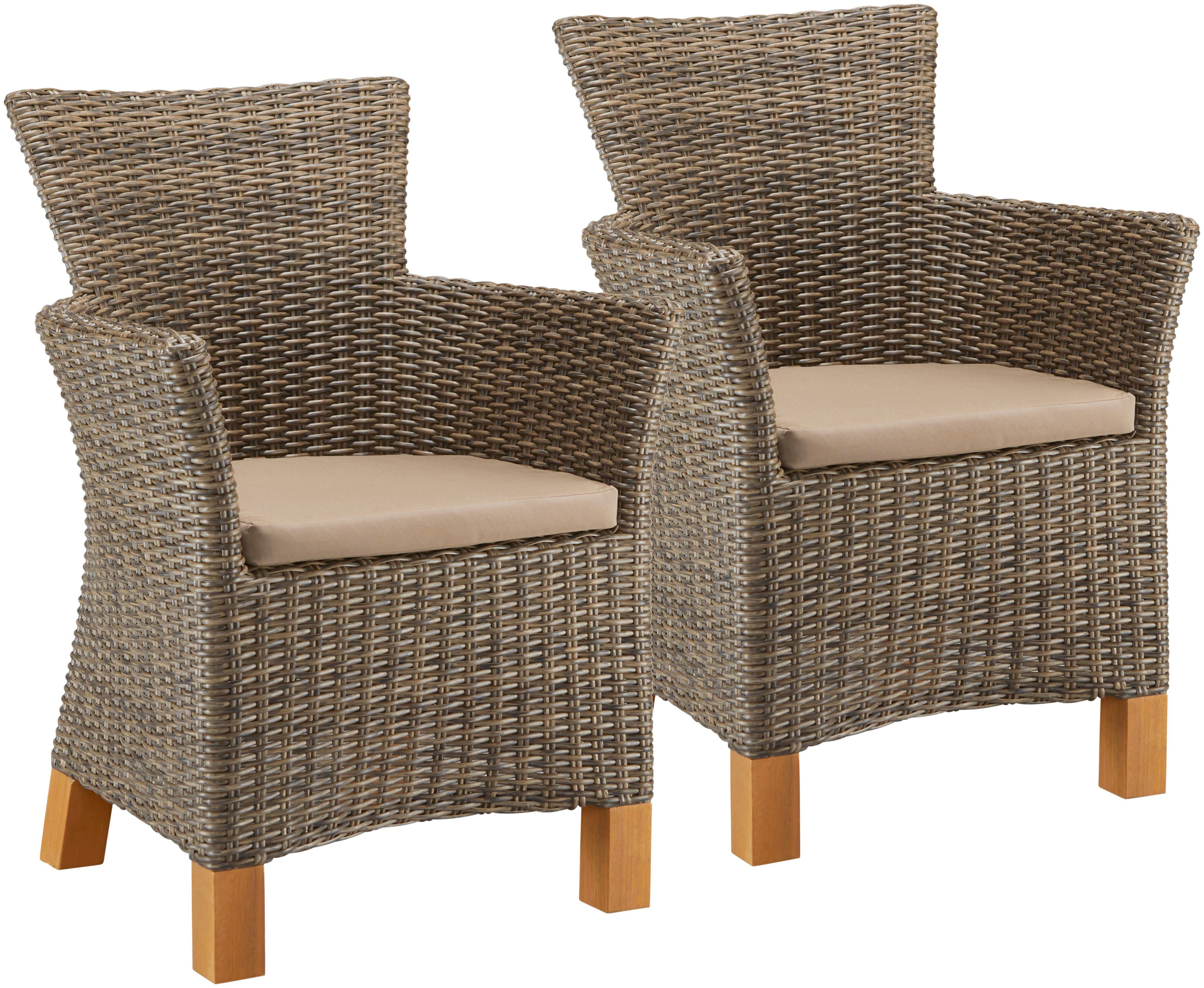 MERXX Tuinstoel Toscane set van 2, polyrotan/non-wood, grijs/bruin (set, 2 stuks)