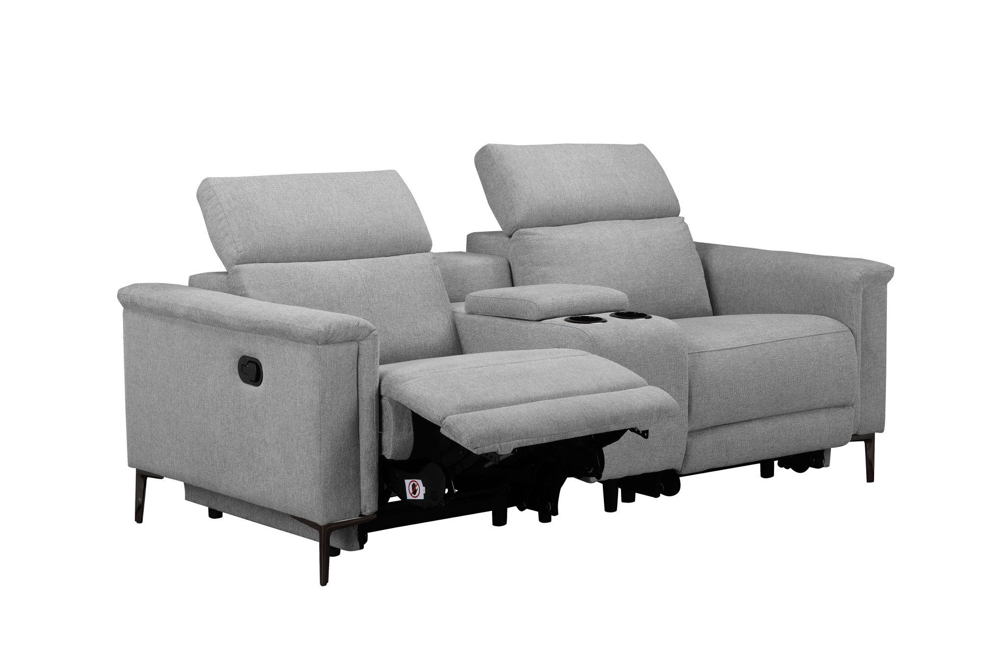 Places of Style 2-zitsbank Lund, 2-zits bioscoopbank, tv-fauteuil, multimedia-sofa, USB-A met elektrische of handmatige relaxfunctie, bekerhouder en opbergruimte