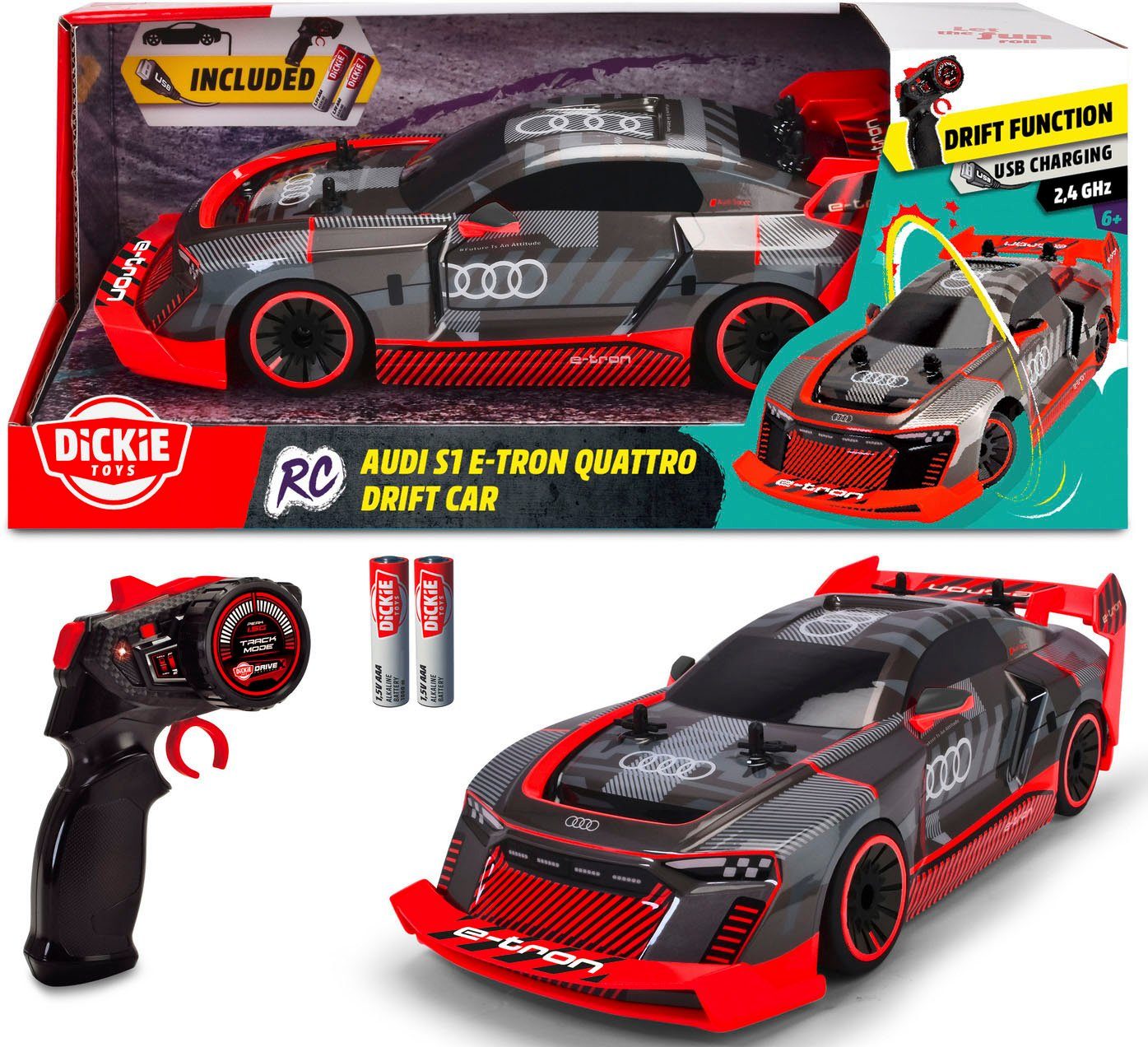 Dickie Toys Radiografisch bestuurbare auto Audi S1 E-Tron Quattro drift Car