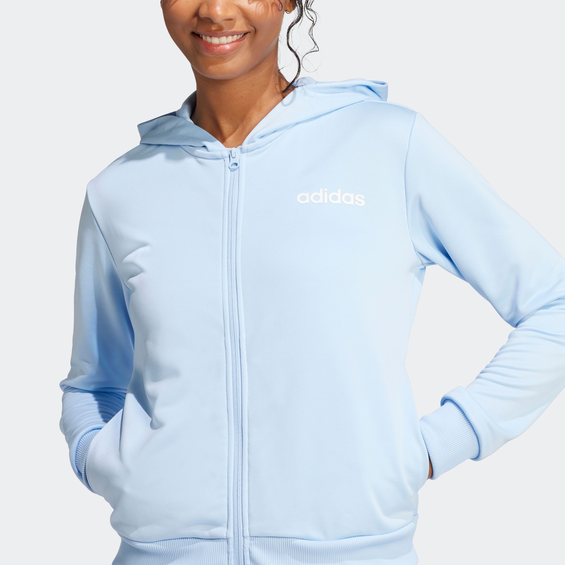 adidas Sportswear Trainingspak W LINEAR TS Trainingsjack met capuchon, trainingspak (2-delig)