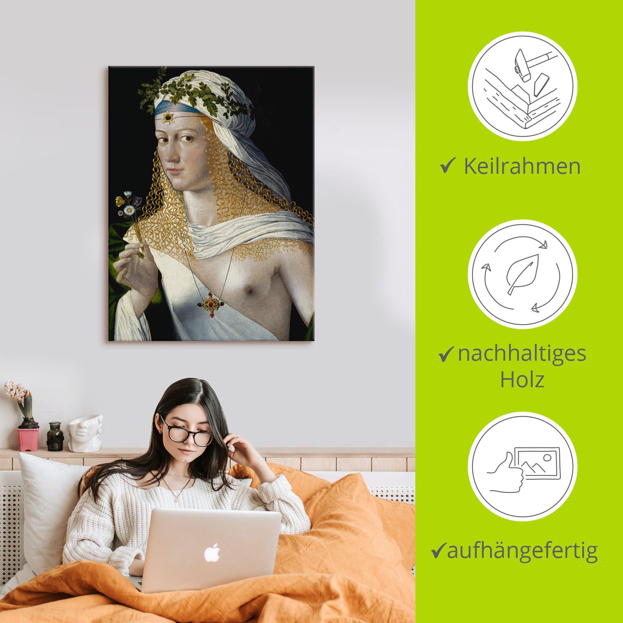 Artland Artprint op linnen Ideaal portret van een courtisane als Flora